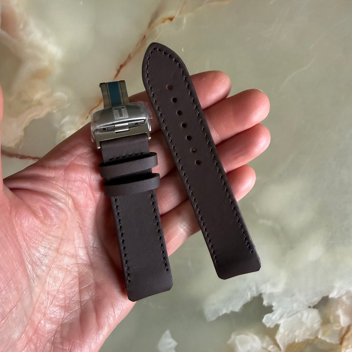 Authentic Tissot Brown Leather Watch Strap Band 21mm w Buckle TTR-33