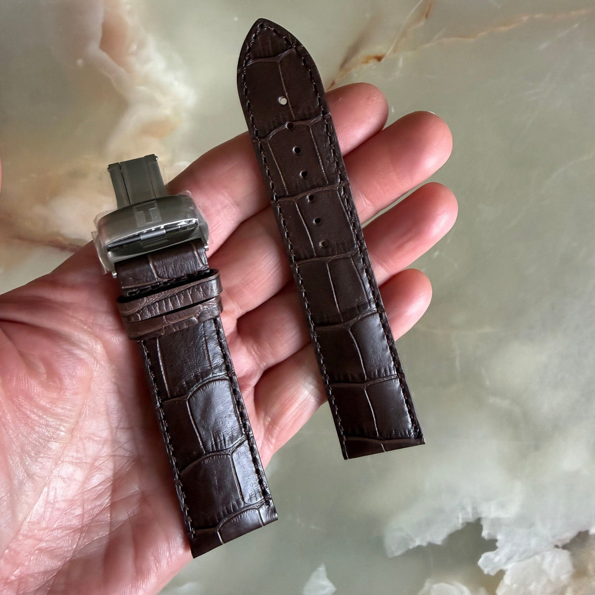 Authentic Tissot Brown Leather Watch Strap Band 22mm w Buckle T610033632