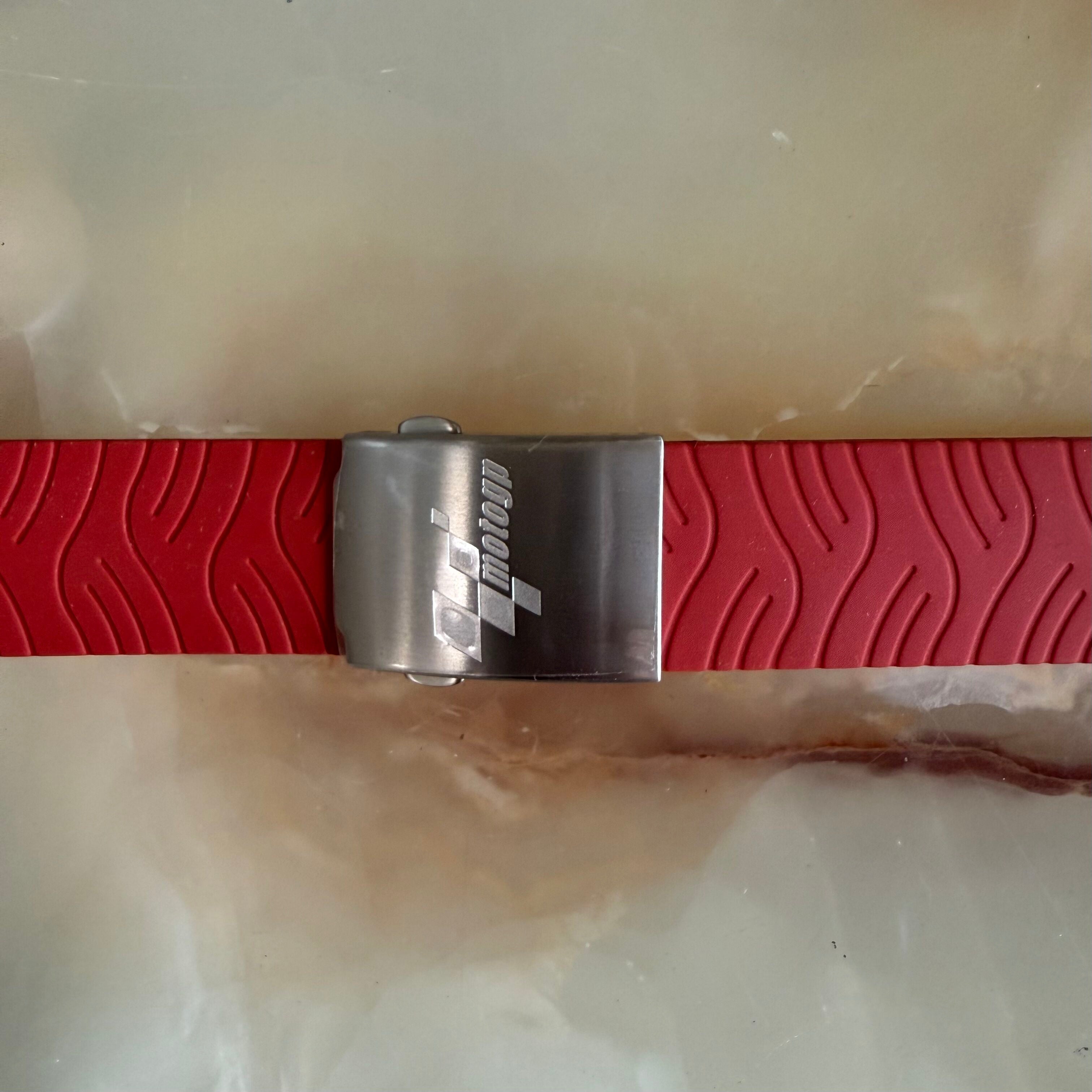 Authentic Tissot Red Rubber Watch Strap Band 20mm w Deployant Buckle E001721 20