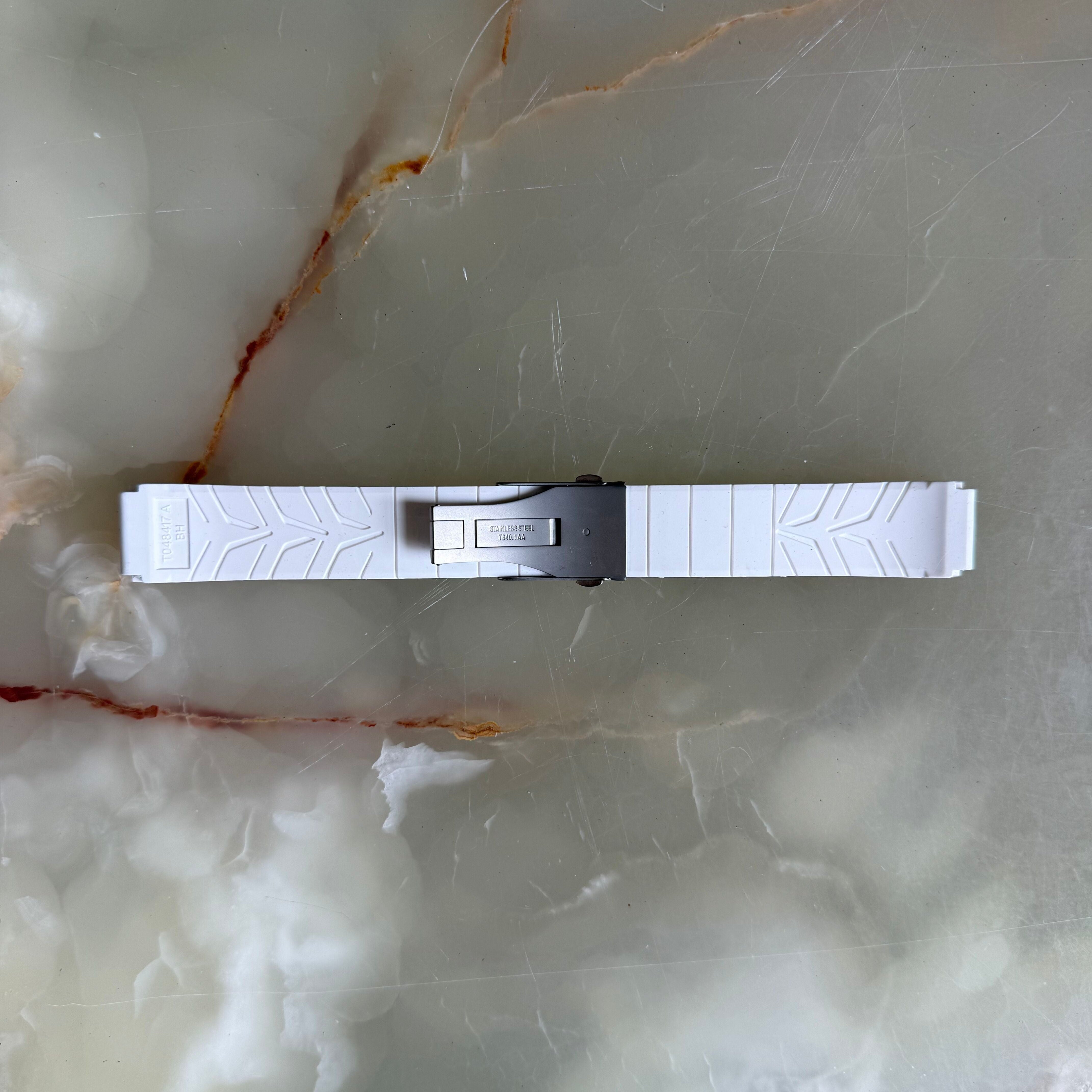 Authentic Tissot White Rubber Watch Strap Band w Buckle 18mm T603035765