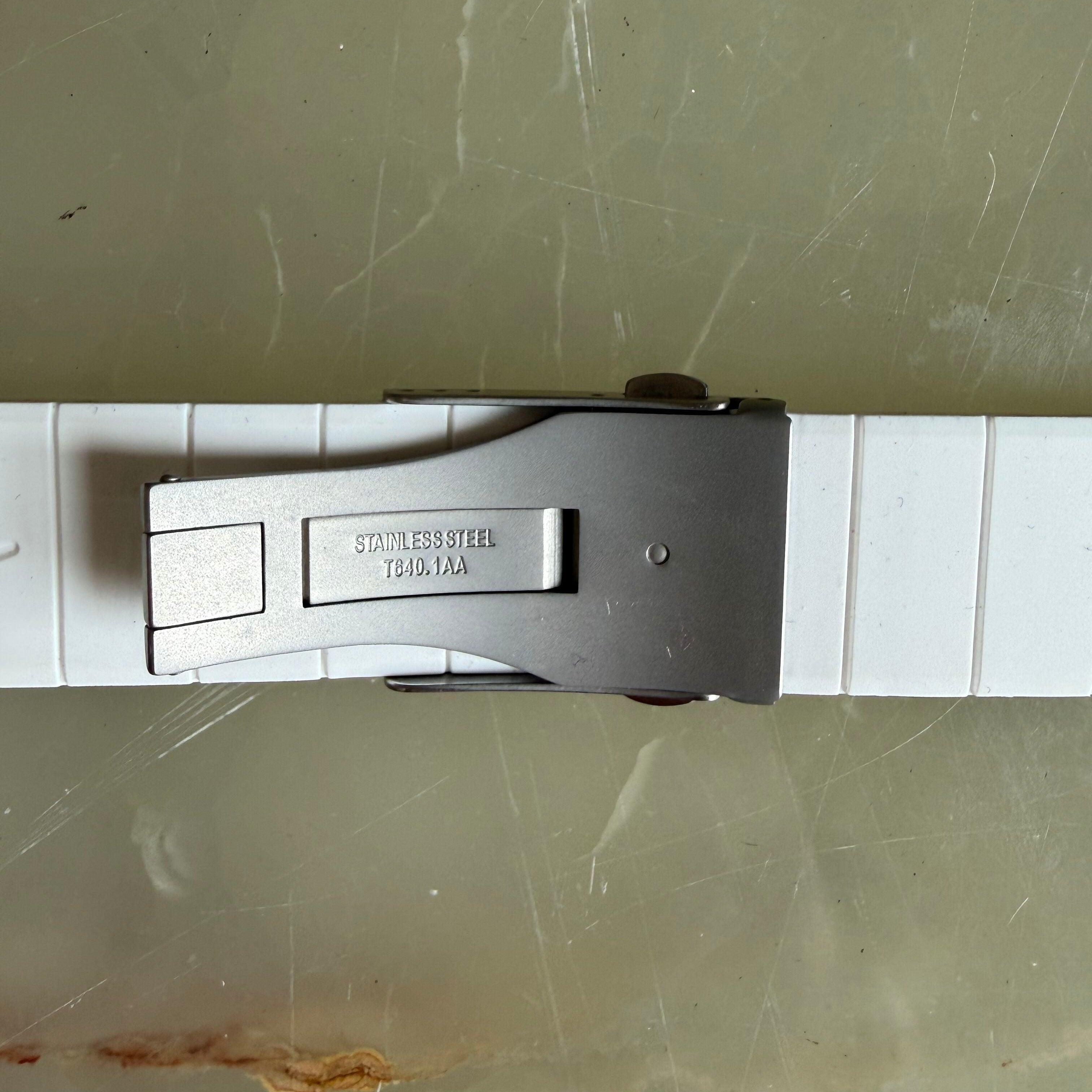 Authentic Tissot White Rubber Watch Strap Band w Buckle 18mm T603035765