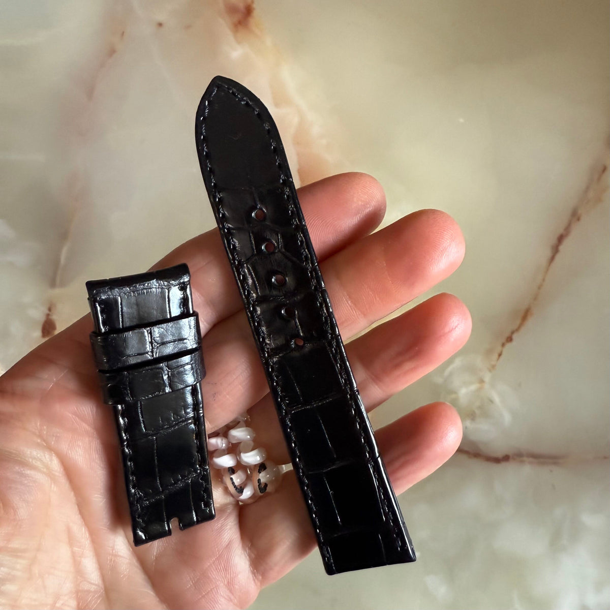Authentic Tudor Black Alligator Watch Strap Band 20mm B214-215-Q1