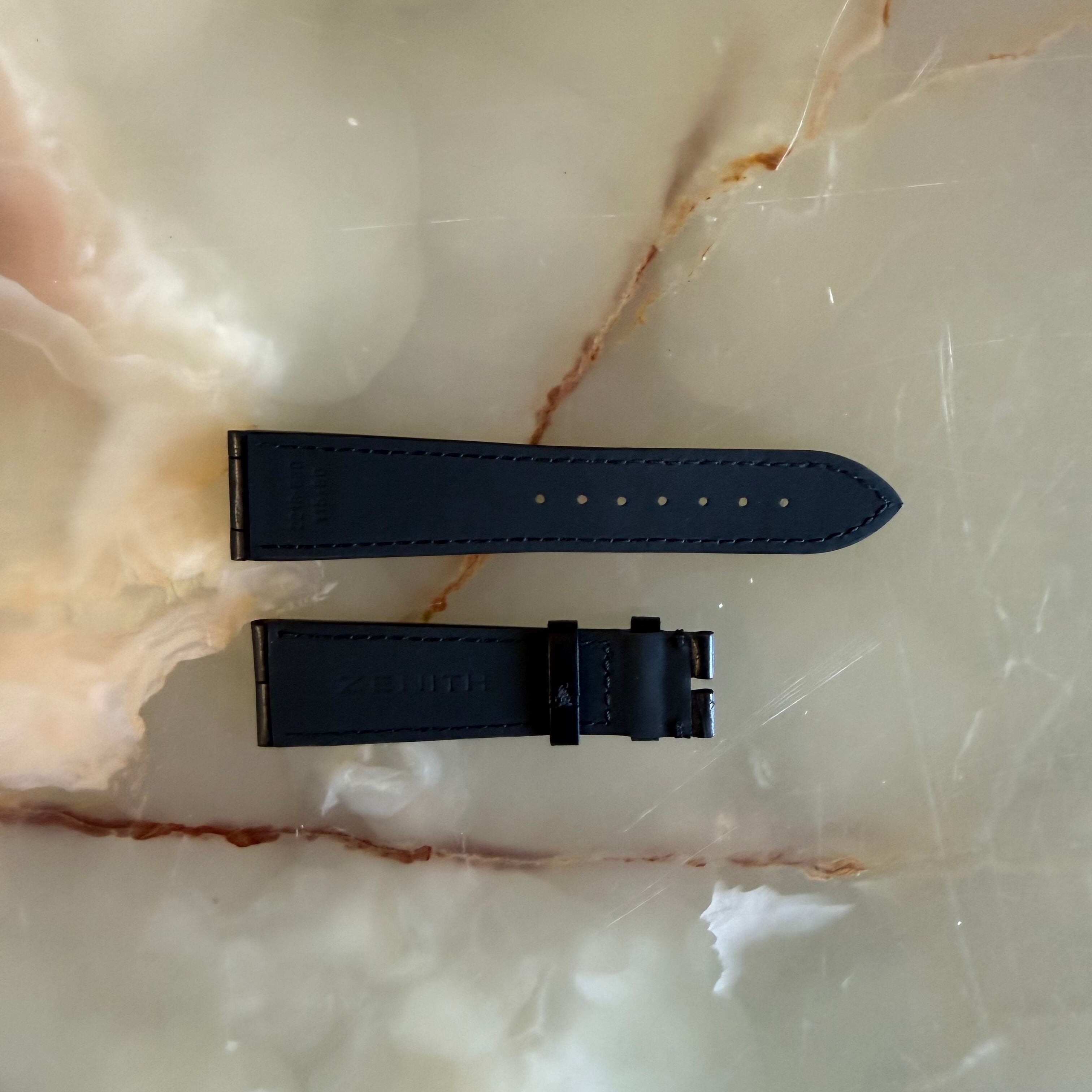 Authentic Zenith Black Alligator Watch Strap Band 22mm 2218-630