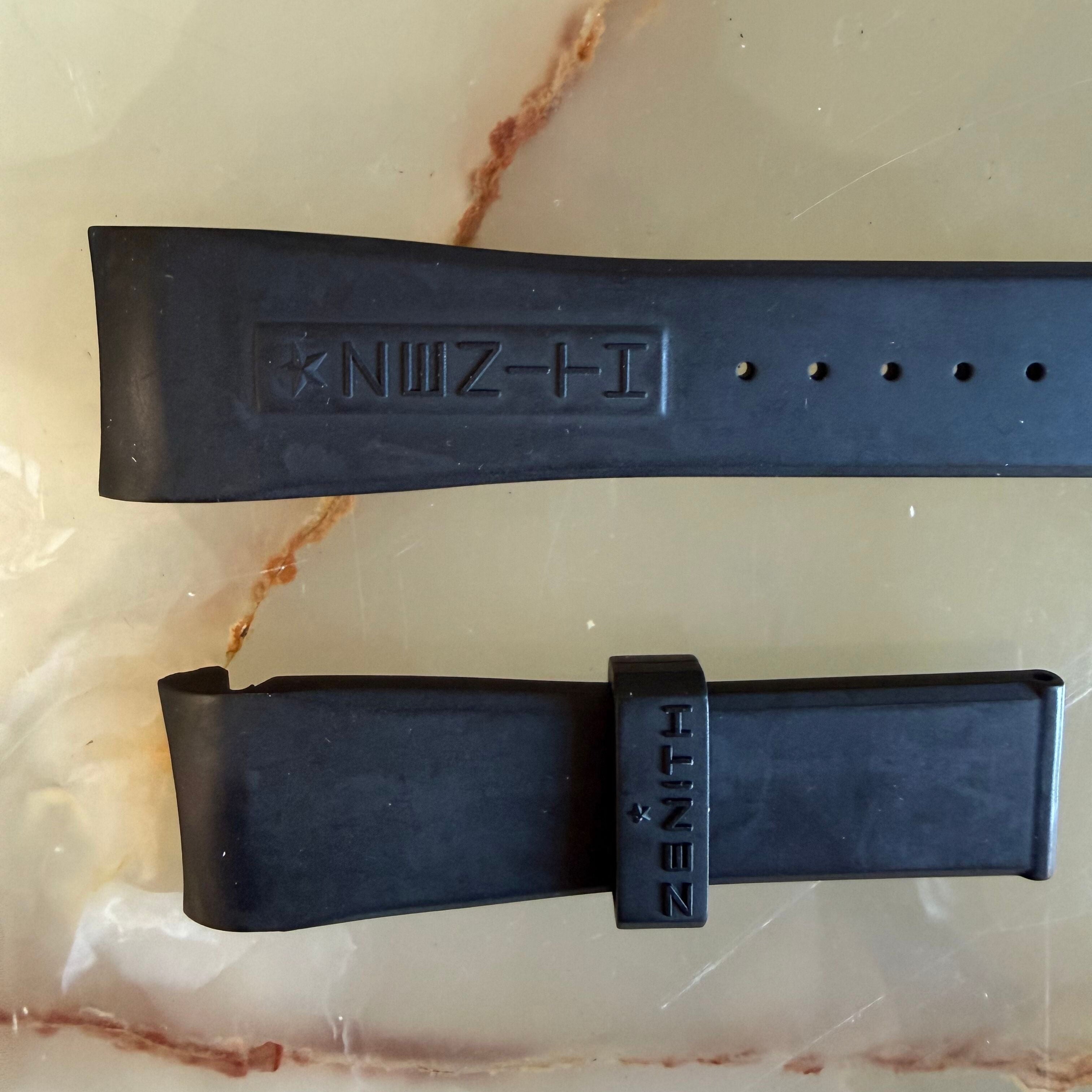 Authentic Zenith Black Rubber Watch Strap Band 22mm