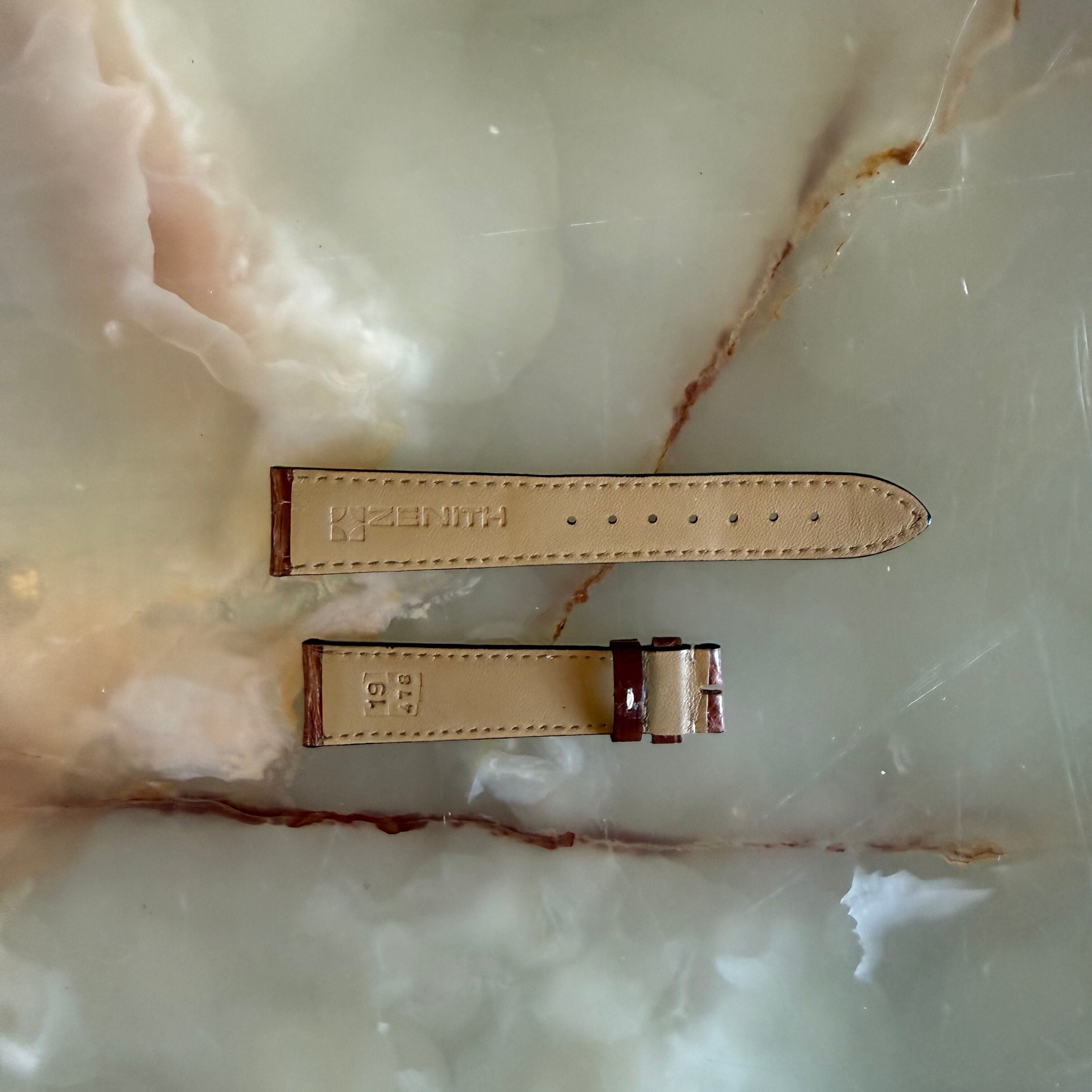 Authentic Zenith Brown Alligator Watch Strap Band 19mm 19-478