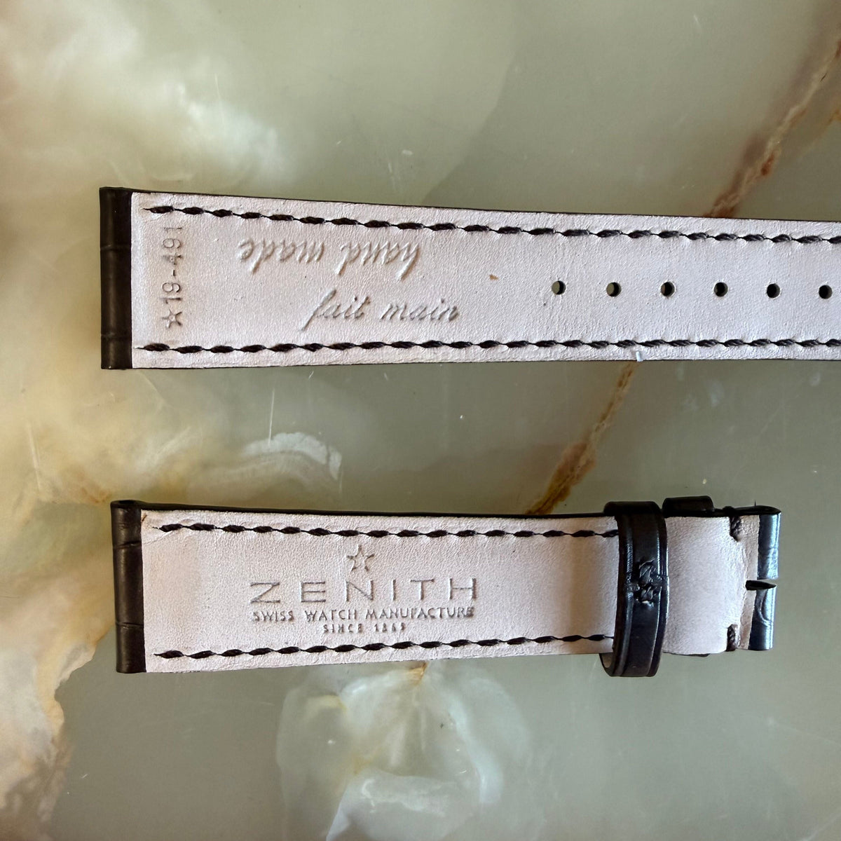 Authentic Zenith Brown Crocodile Watch Strap Band 19mm 19-491