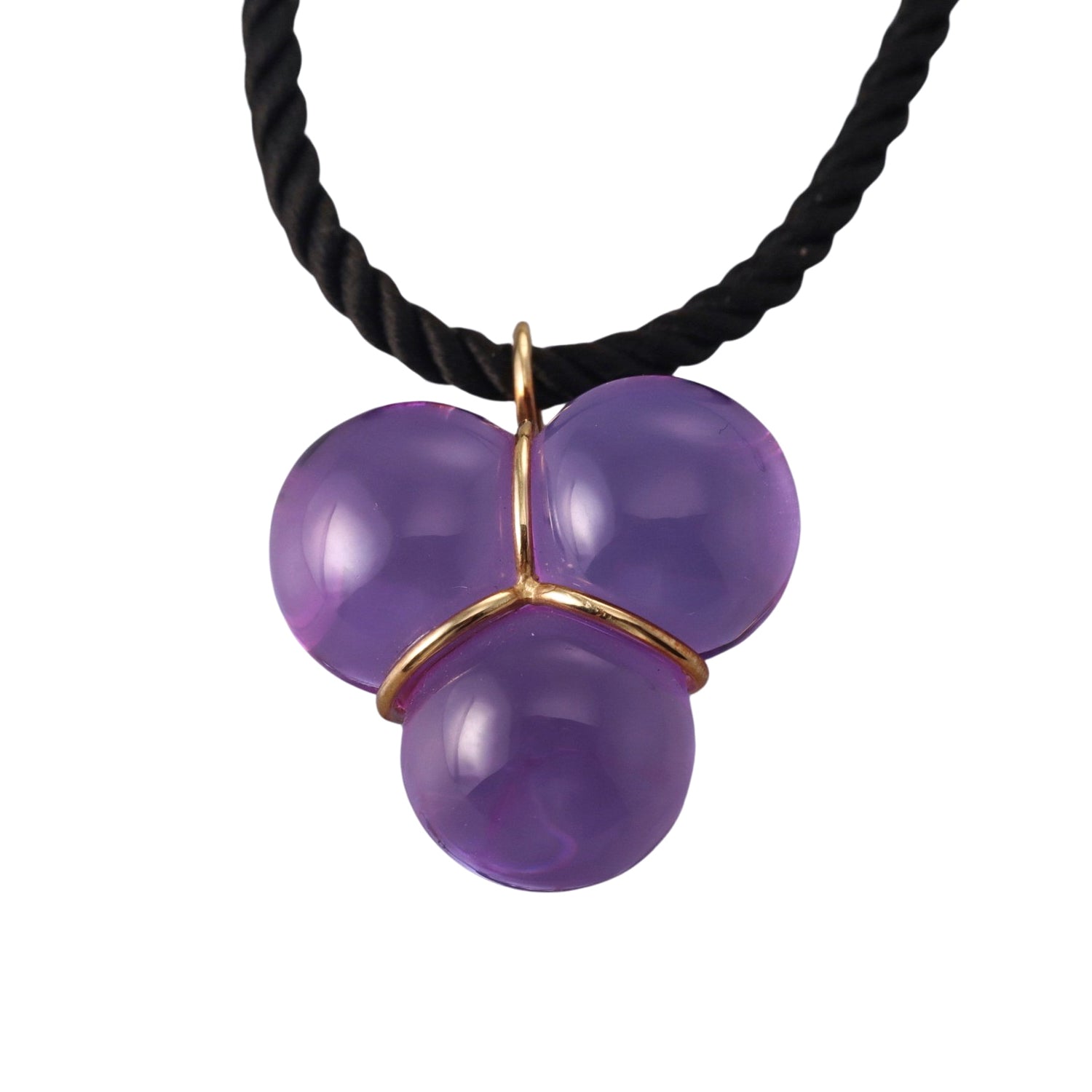 Baccarat 18k Gold Purple  Pendant Black Cord Necklace