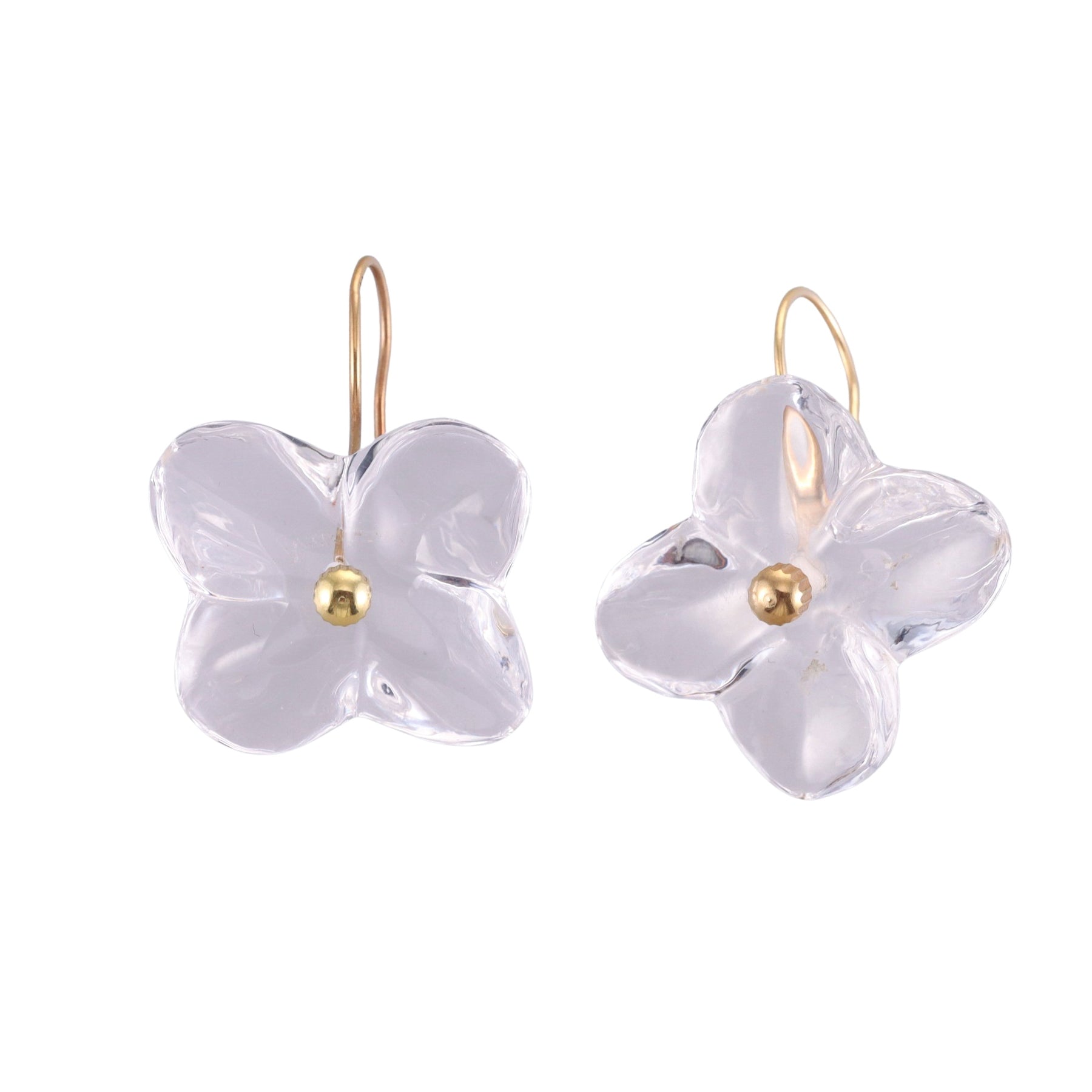 Baccarat 18k Gold Clear Crystal Florensia Flower Earrings