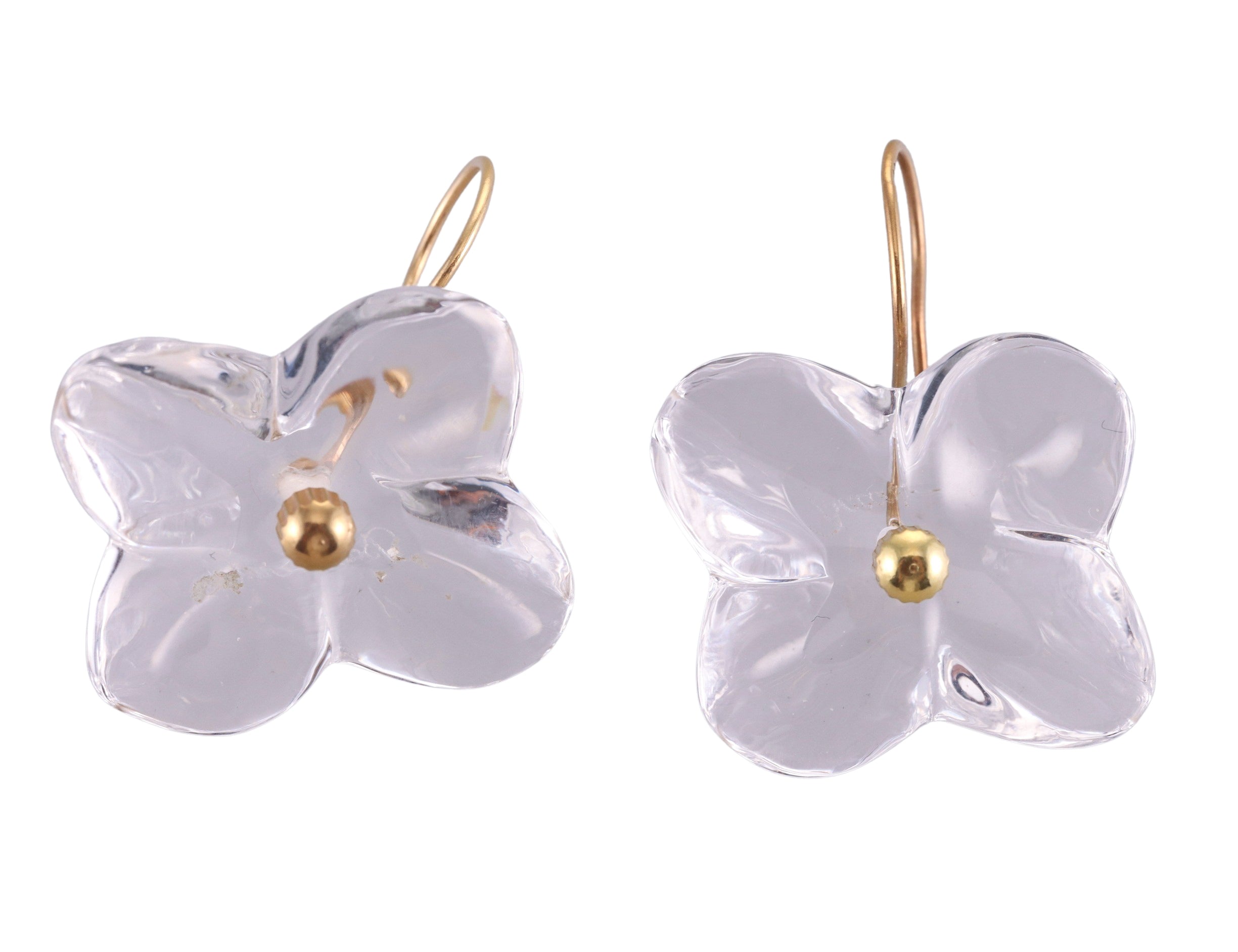 Baccarat 18k Gold Clear Crystal Florensia Flower Earrings