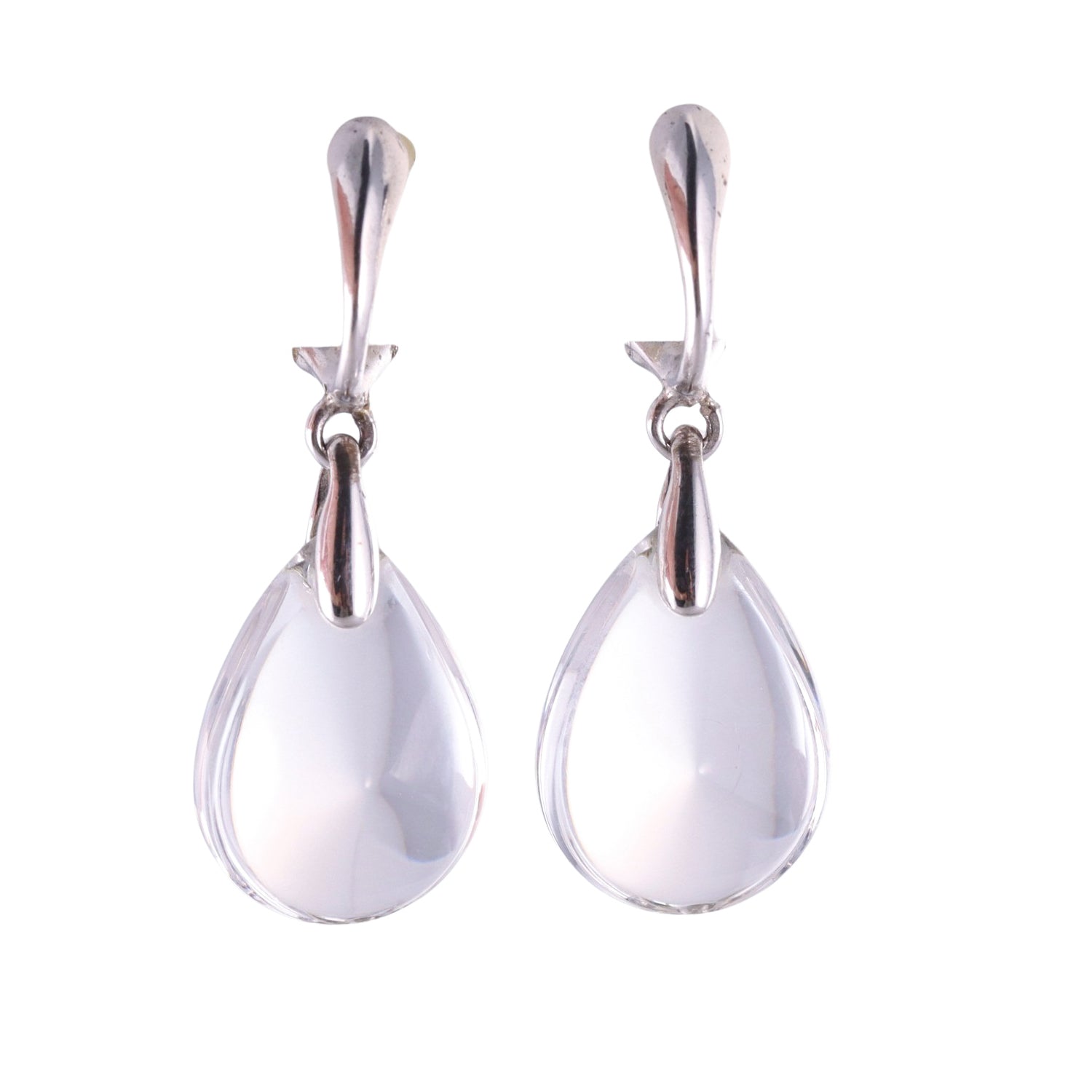 Baccarat Sterling Silver Crystal Drop Falling Earrings