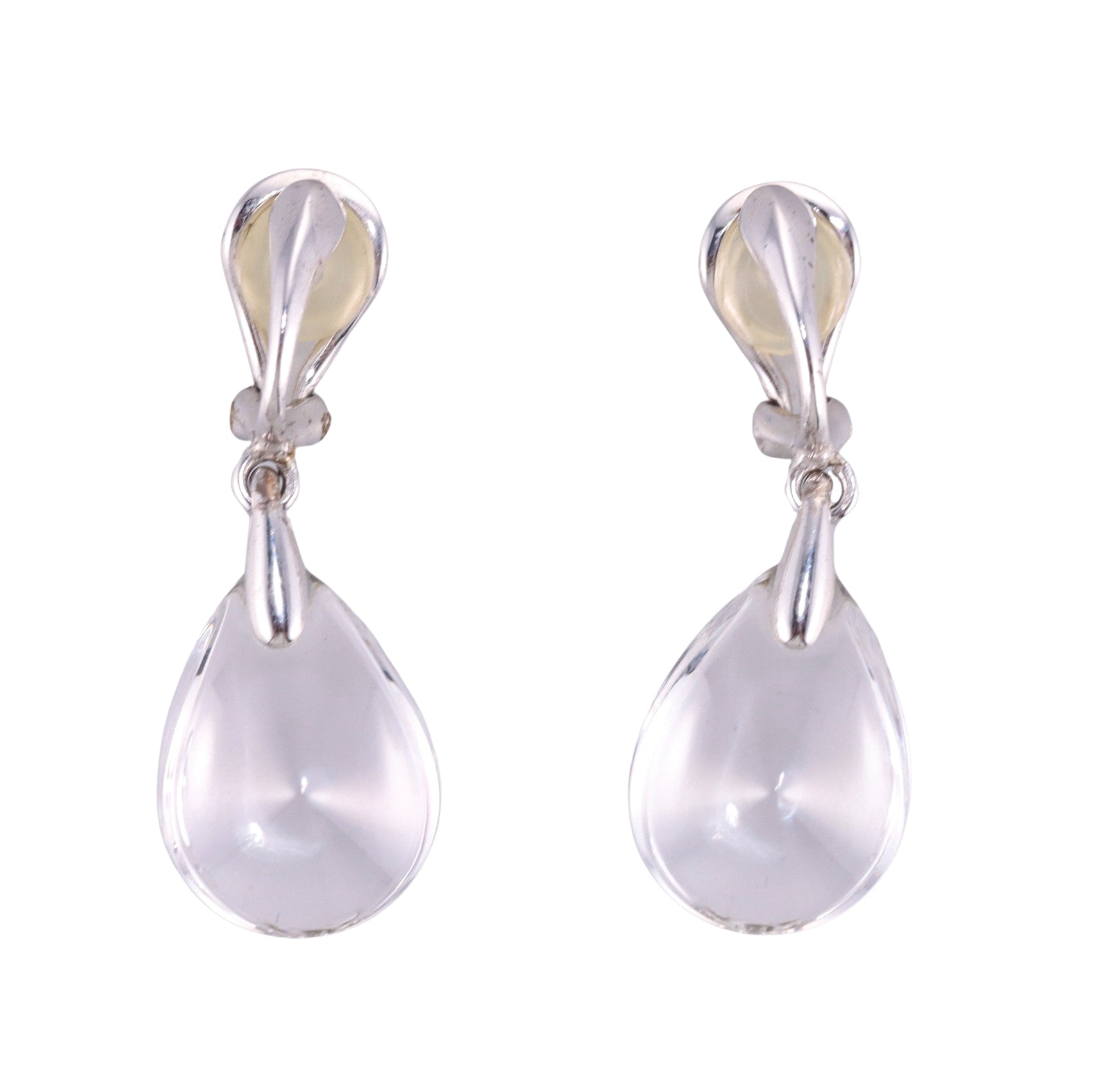 Baccarat Sterling Silver Crystal Drop Falling Earrings