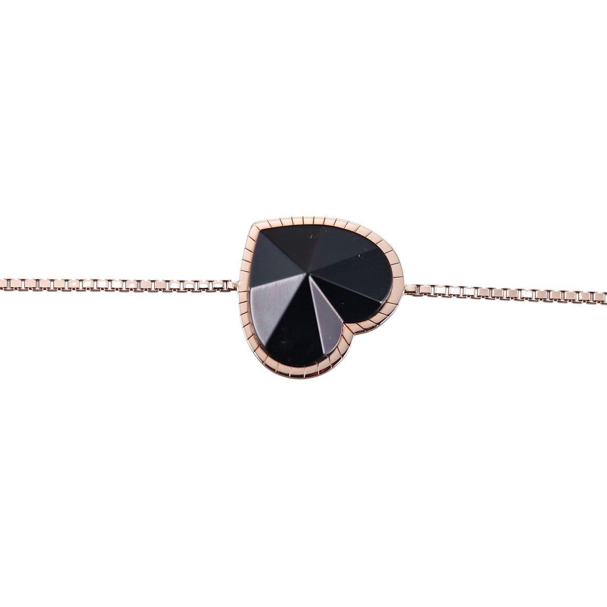 Baccarat Rose Gold Vermeil Sterling Silver Crystal Heart Chain Bracelet