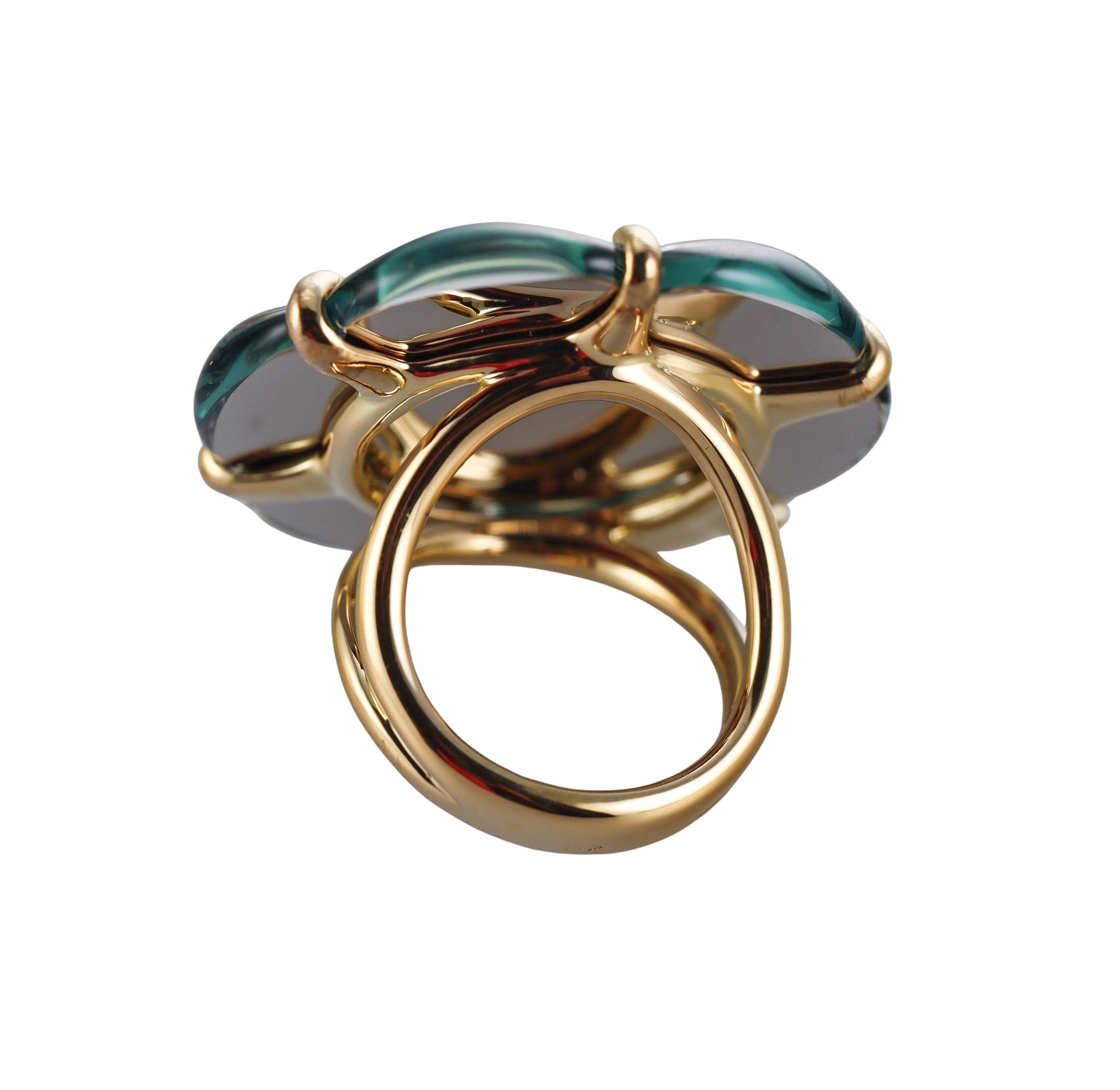 Baccarat B Flower 18k Gold Vermeil Sterling Silver Green Ring 2807623