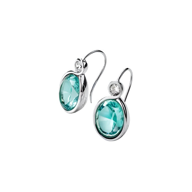 Baccarat Croise 18k Gold Vermeil Sterling Silver Turquoise Crystal Earrings