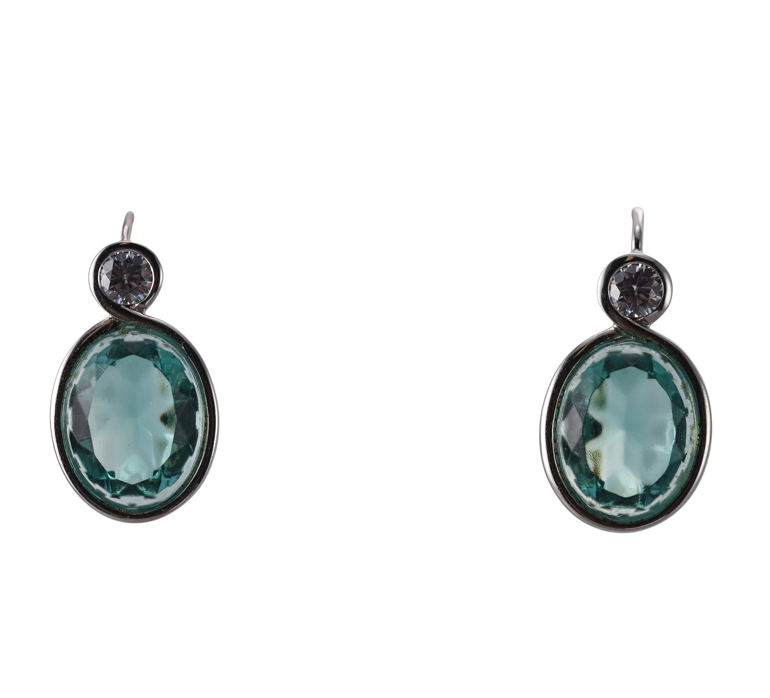 Baccarat Croise 18k Gold Vermeil Sterling Silver Turquoise Crystal Earrings