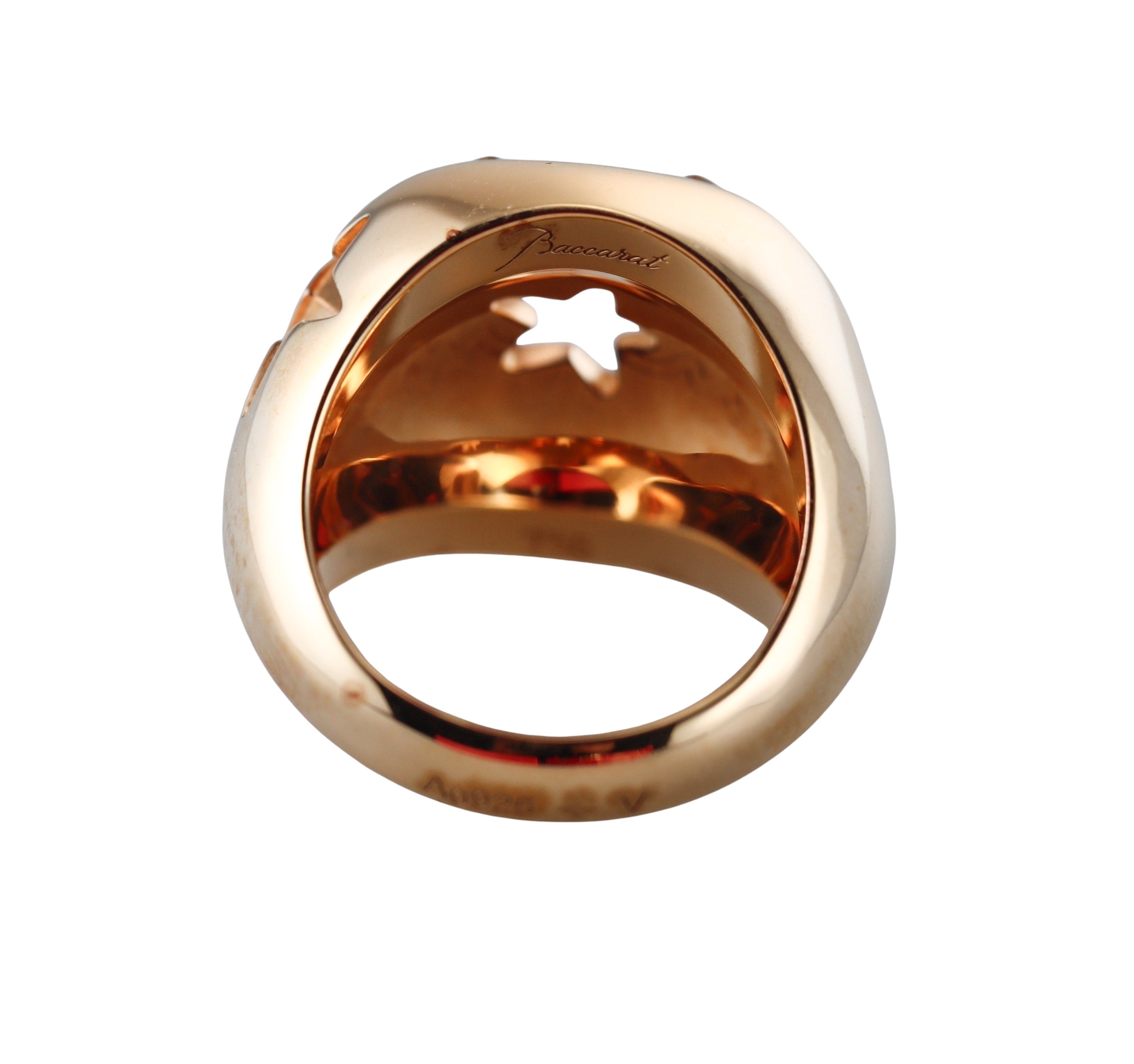 Baccarat Etoile Mon Coeur Gold Vermeil Sterling Crystal Heart Star Ring