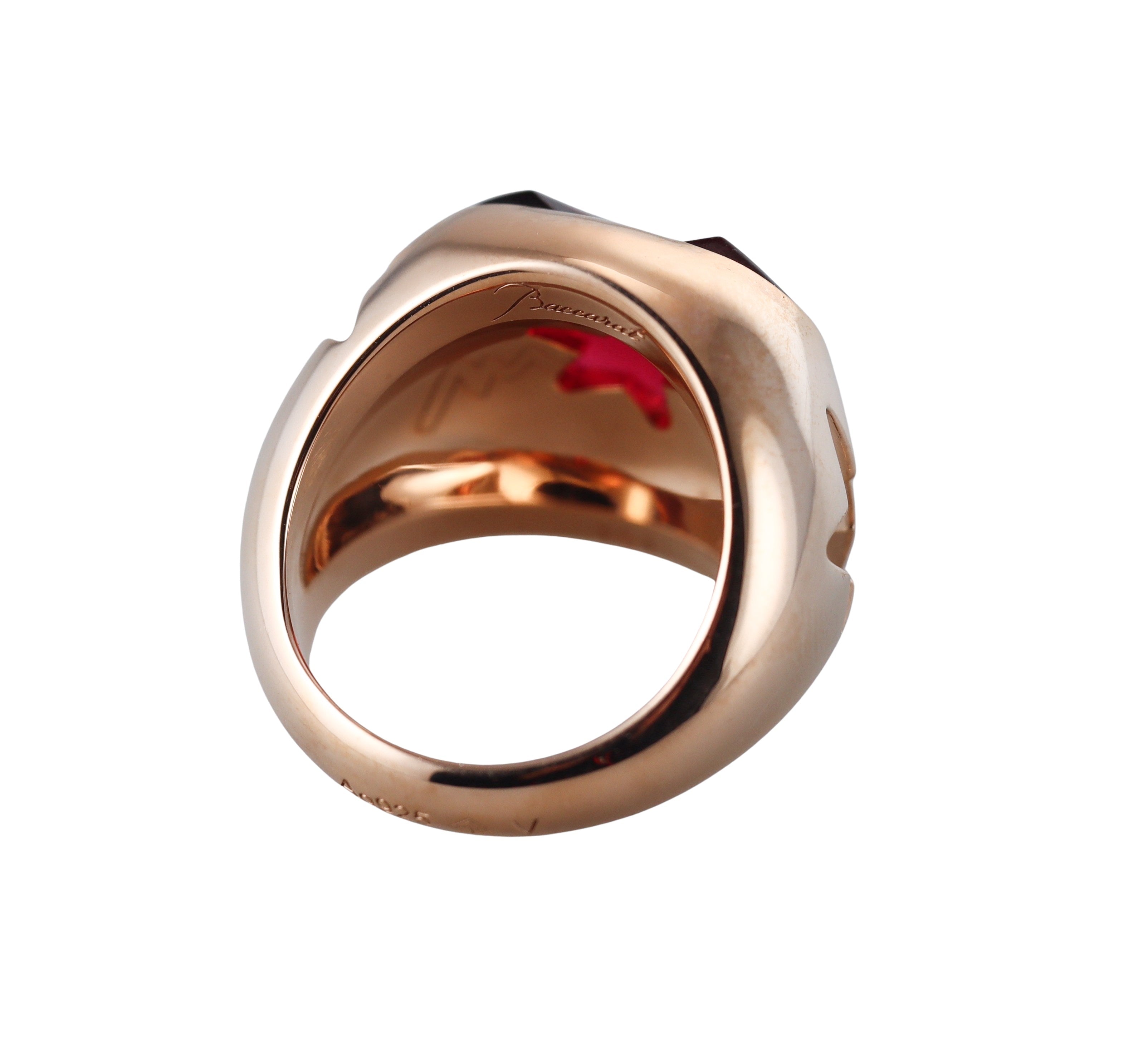 Baccarat Etoile Mon Coeur Gold Vermeil Sterling Red Crystal Heart Star Ring