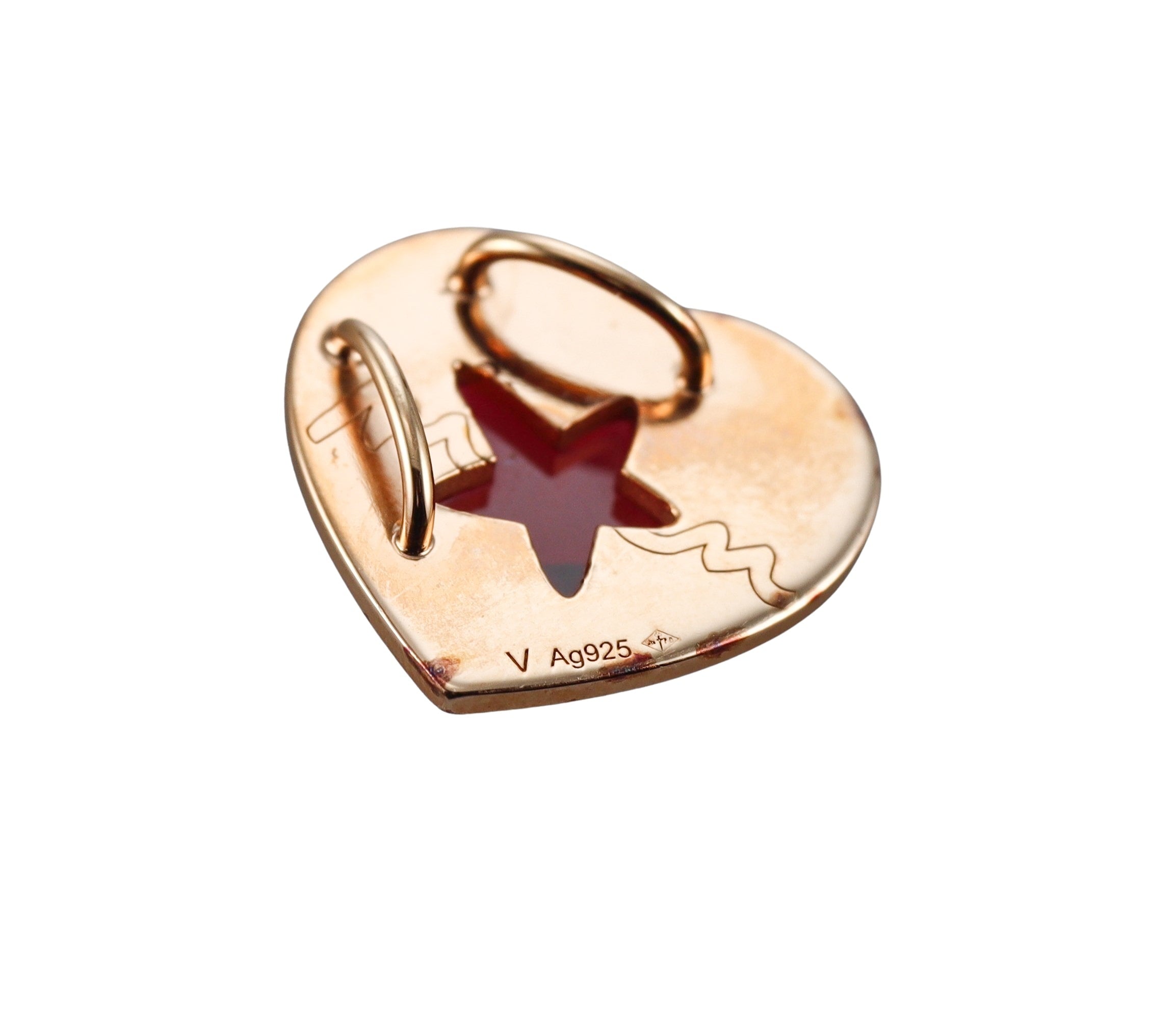 Baccarat Etoile Mon Coeur 18k Gold Vermeil Sterling Silver Red Heart Pendant