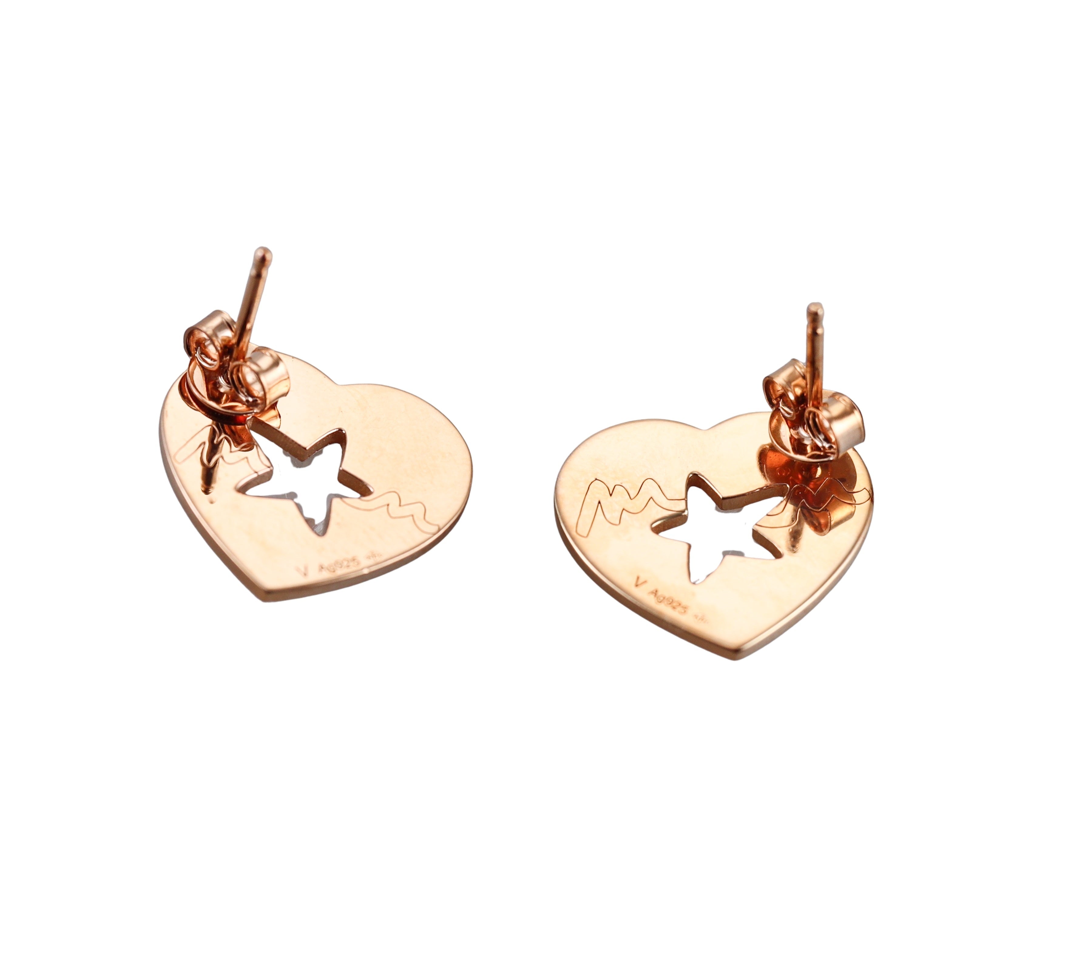 Baccarat Etoile Mon Coeur Crystal 18k Gold Vermeil Sterling Heart Earrings