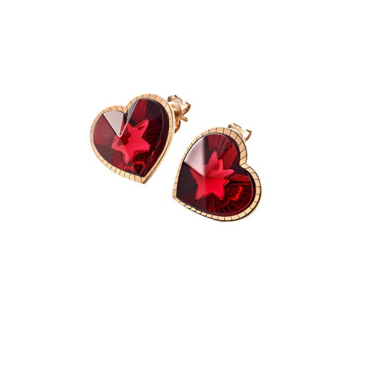Baccarat Etoile Mon Coeur Crystal 18k Gold Vermeil Sterling Heart Earrings