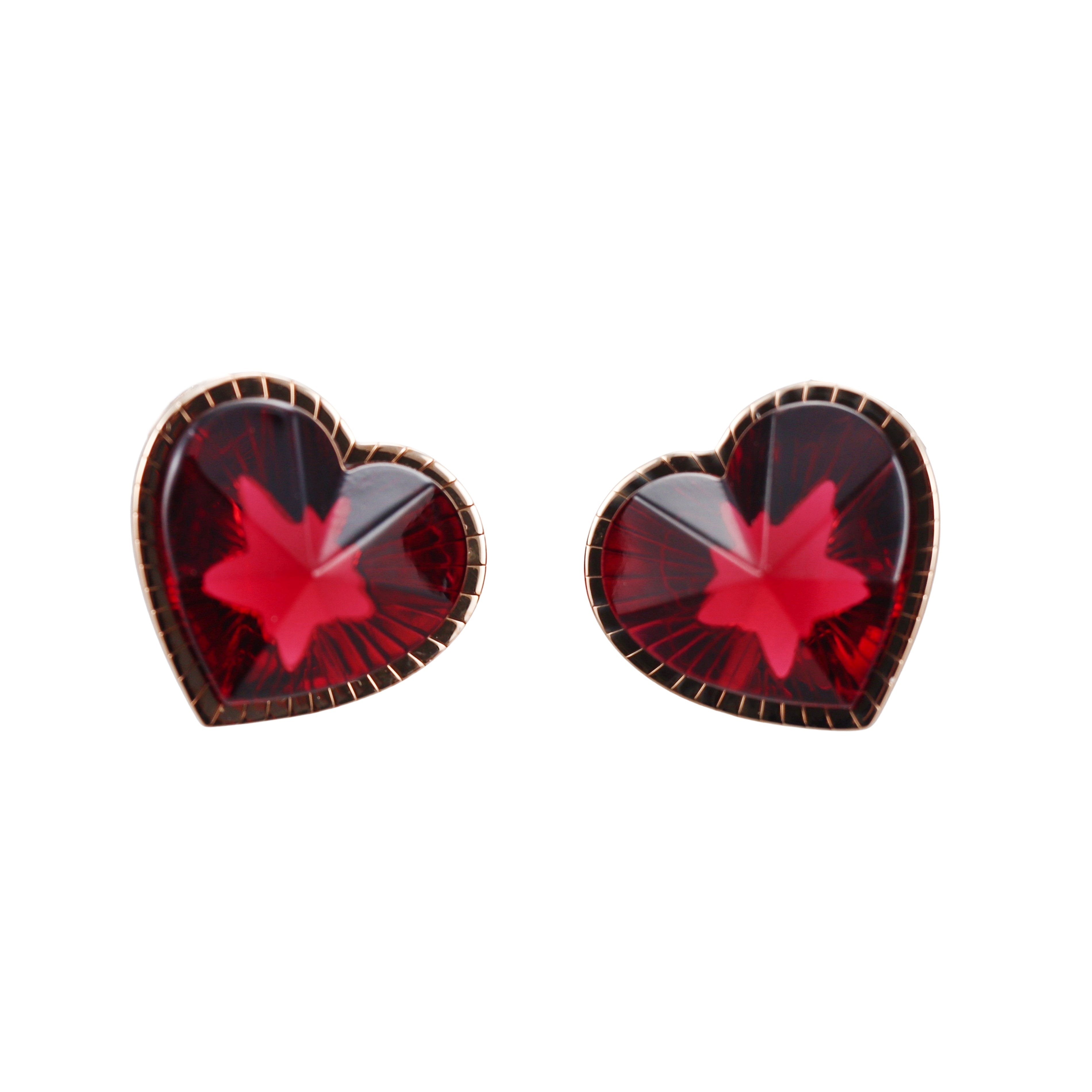 Baccarat Etoile Mon Coeur Crystal 18k Gold Vermeil Sterling Heart Earrings