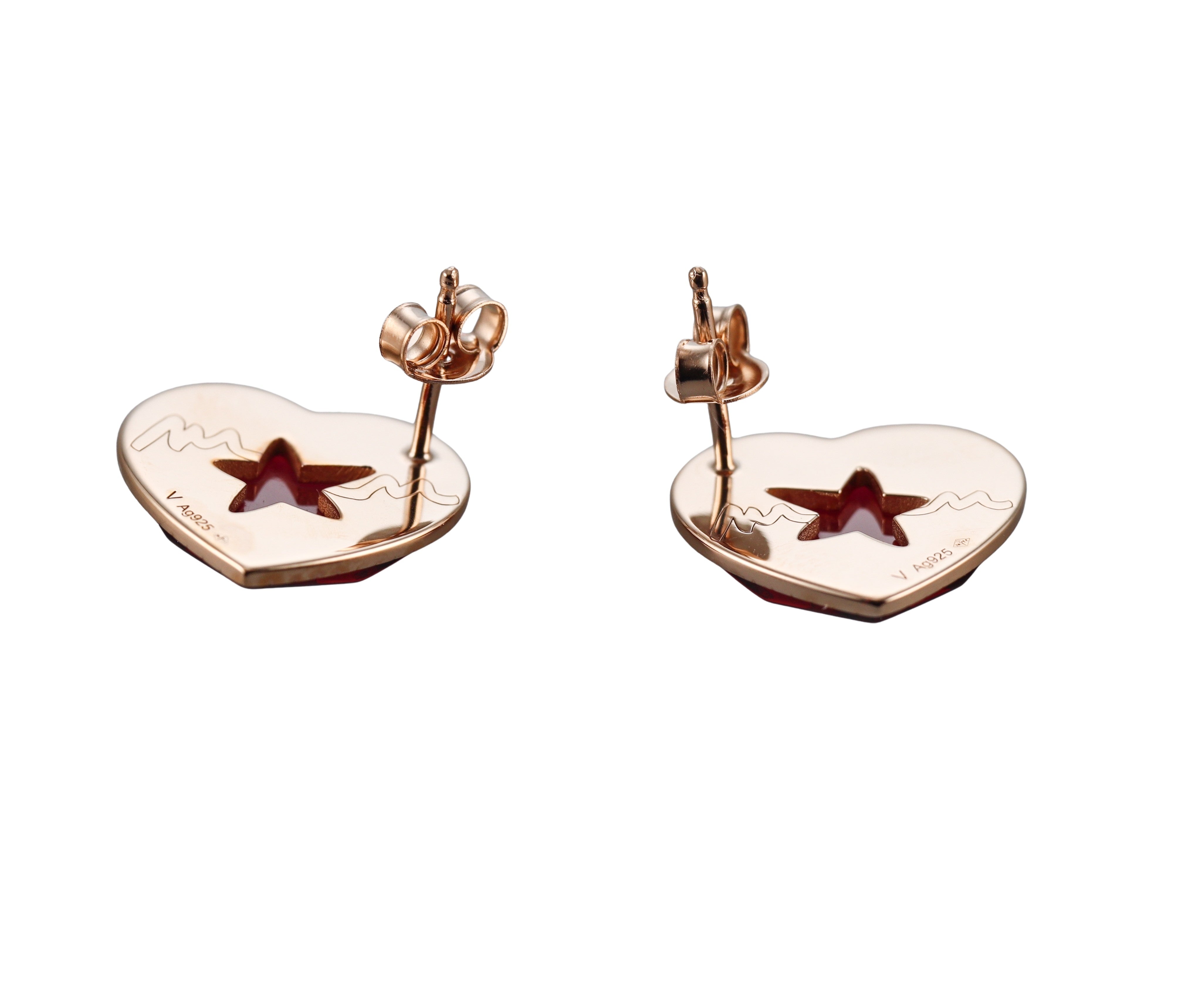 Baccarat Etoile Mon Coeur Crystal 18k Gold Vermeil Sterling Heart Earrings