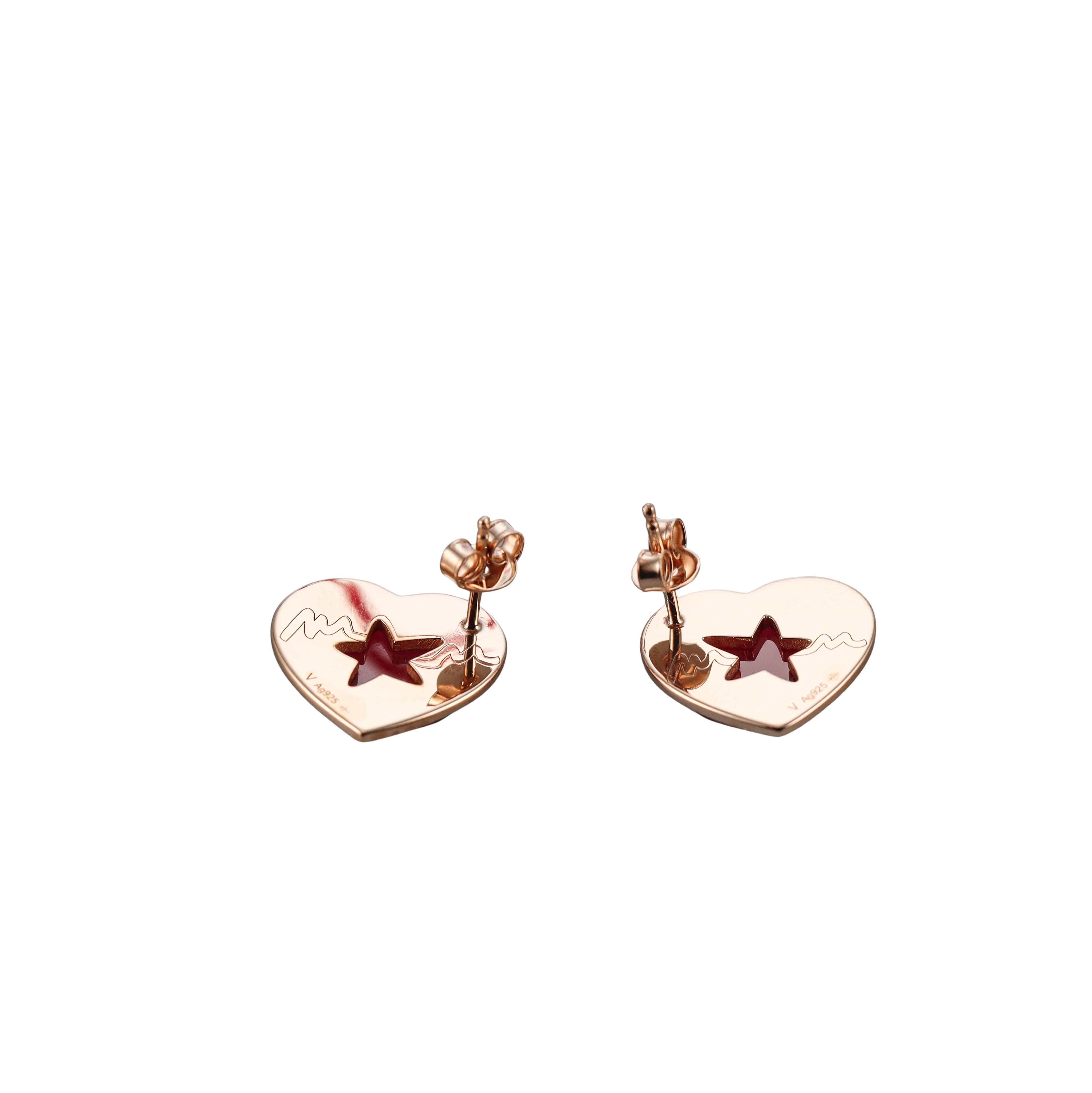 Baccarat Etoile Mon Coeur Crystal 18k Gold Vermeil Sterling Heart Earrings