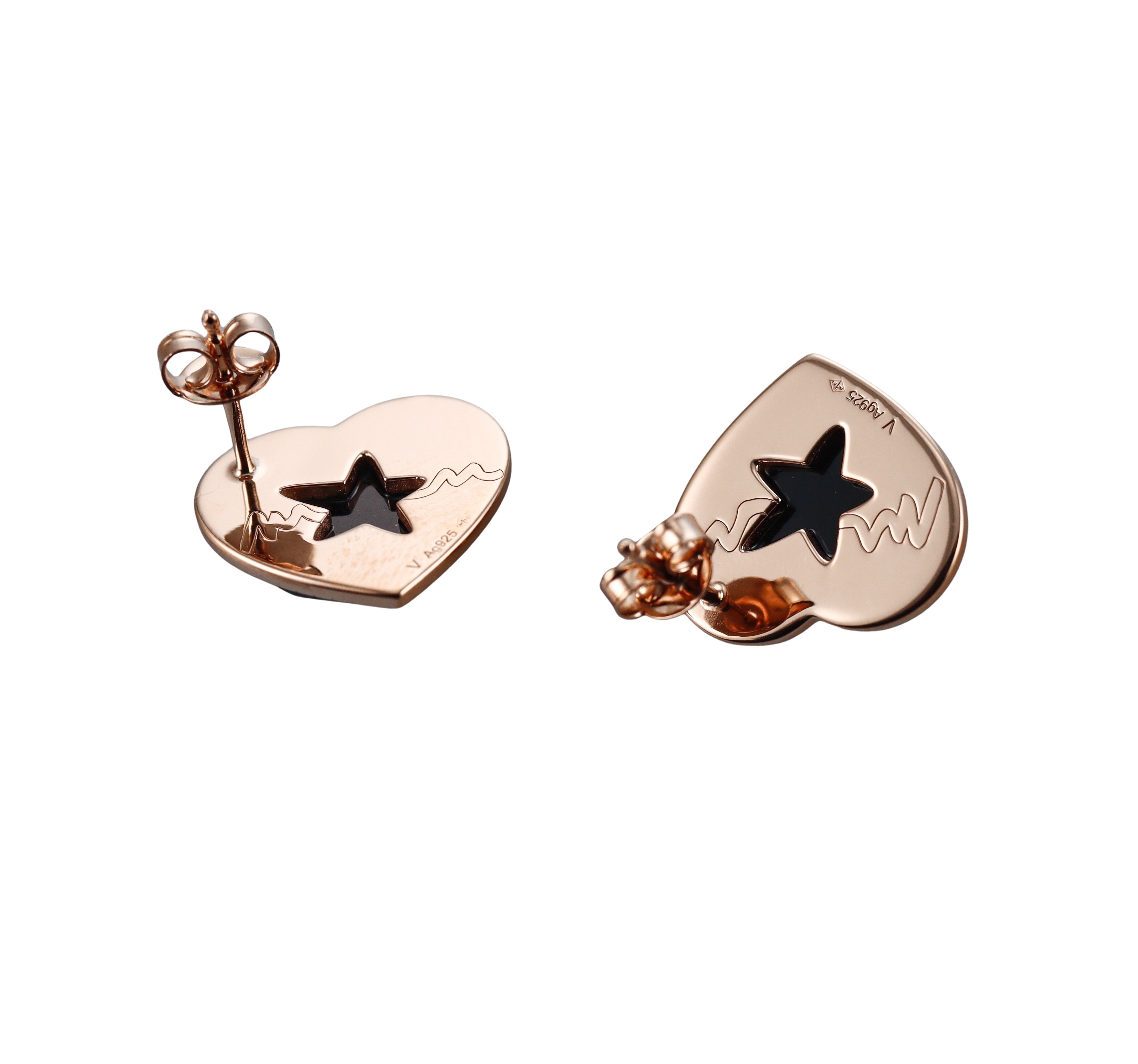 Baccarat Etoile Mon Coeur Crystal Gold Vermeil Sterling Silver Heart Earrings