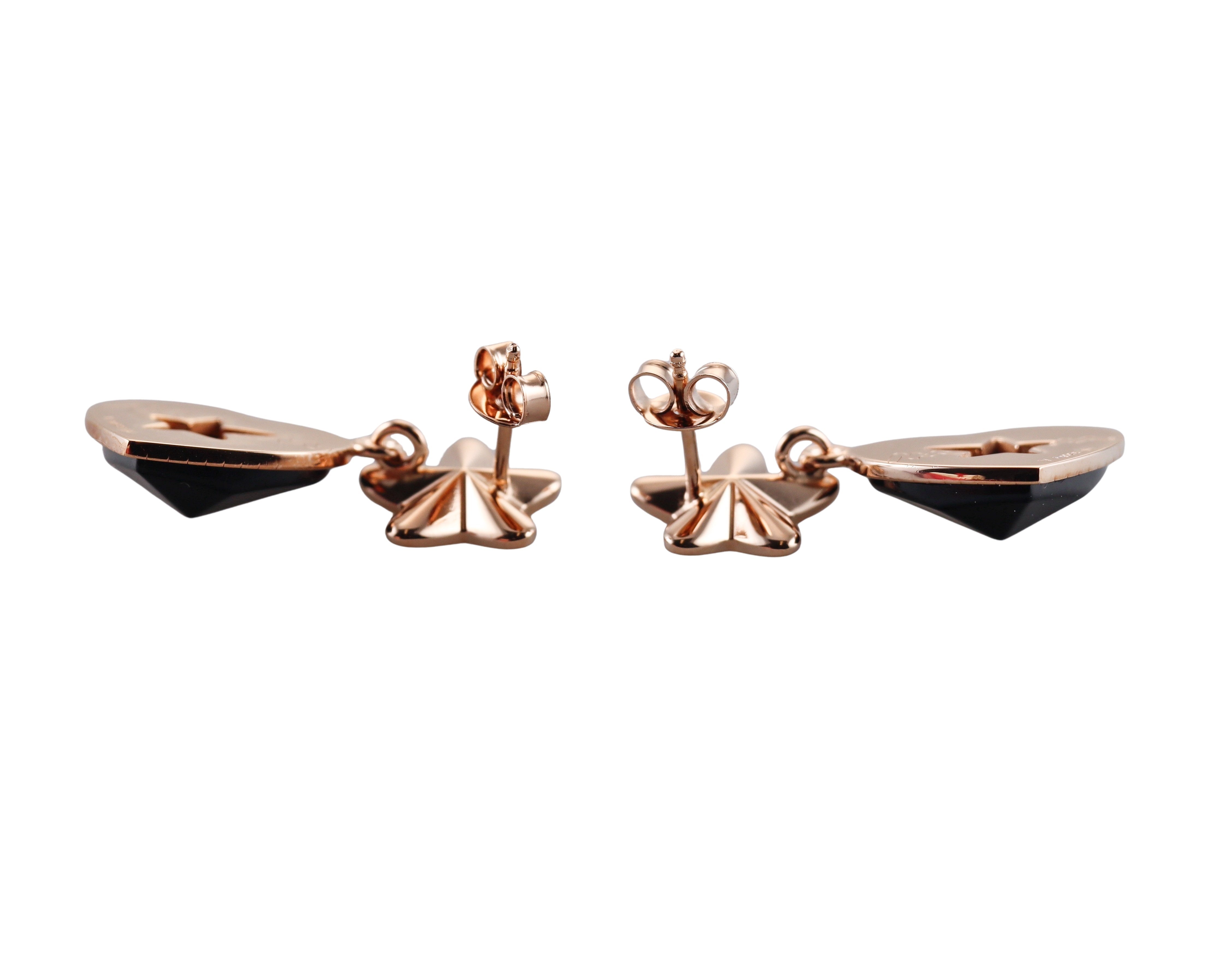 Baccarat Etoile Mon Coeur Crystal 18k Gold Vermeil Sterling Heart Star Earrings