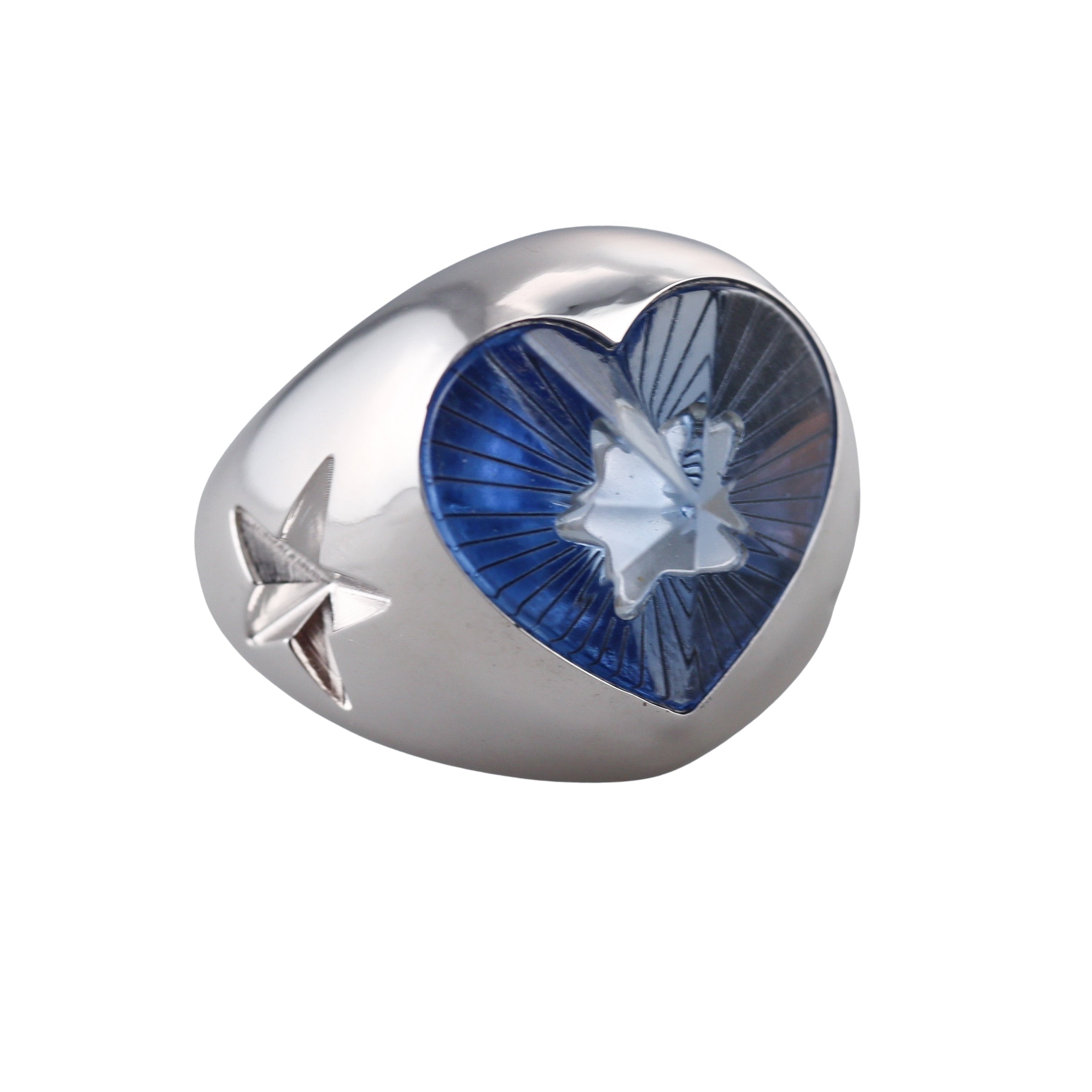 Baccarat Etoile Mon Coeur Sterling Silver Blue Crystal Heart and Star Statement
