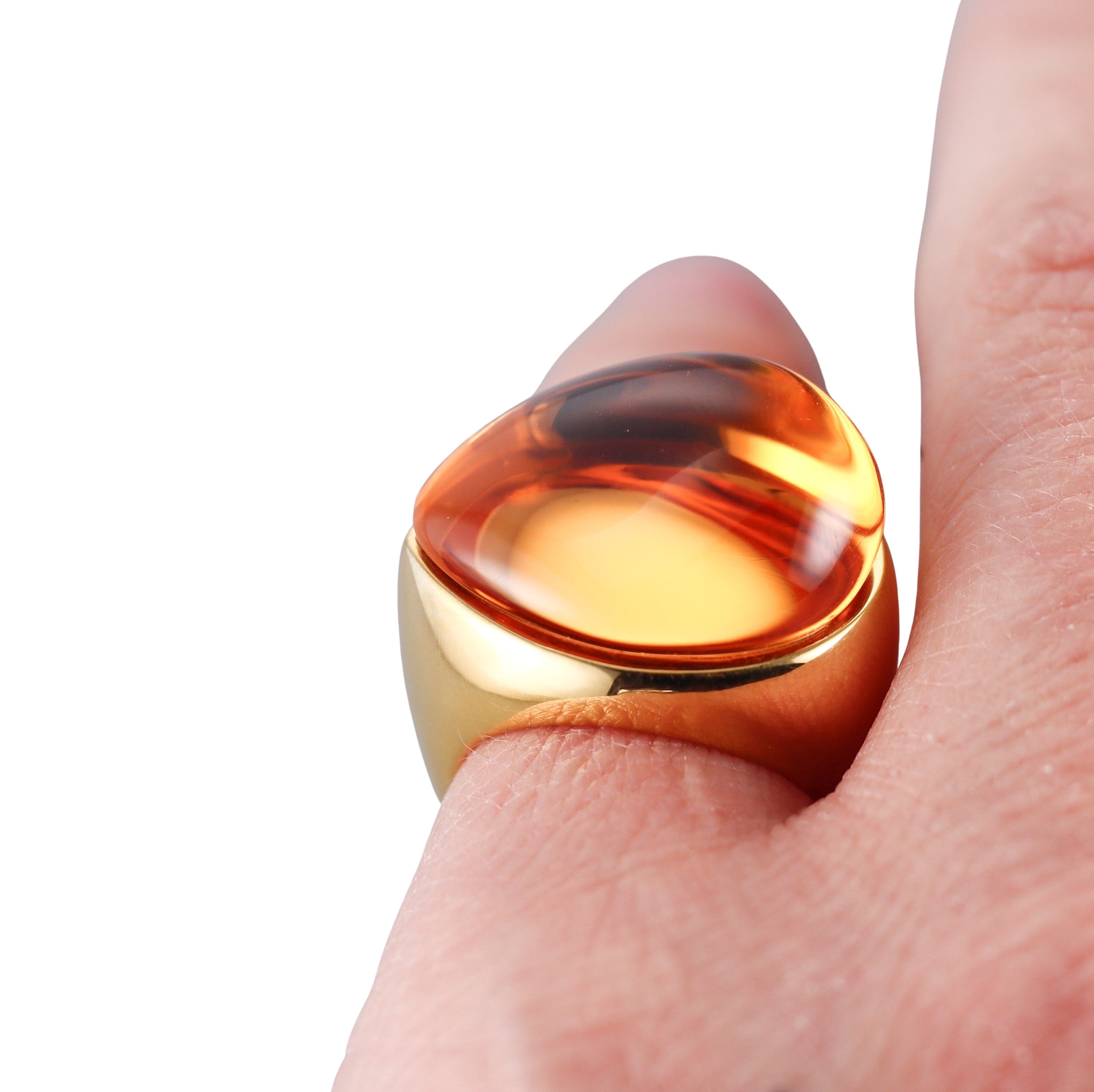 Baccarat Galea 18k Gold Vermeil Sterling Silver Honey Crystal Ring  2805638