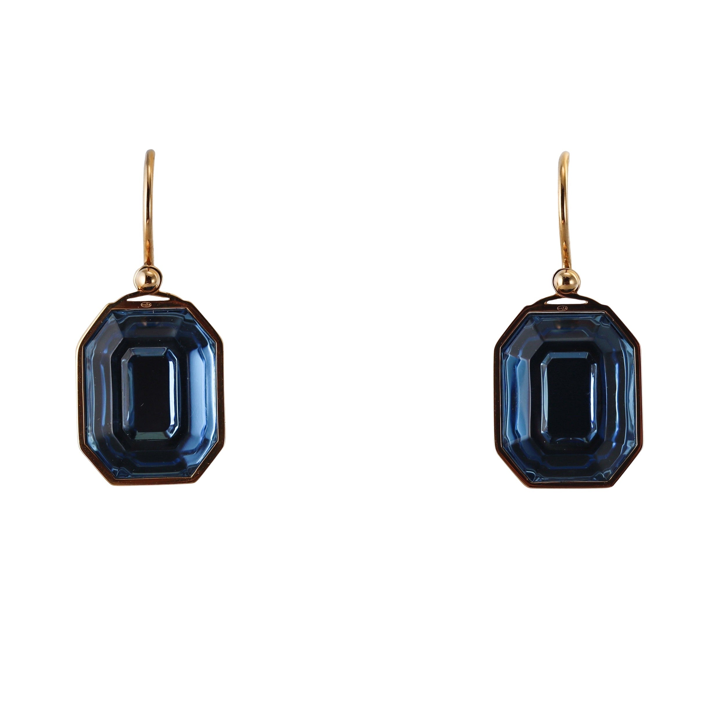 Baccarat Harcourt 18k Gold Vermeil Sterling Silver Blue Crystal Earrings 2814685