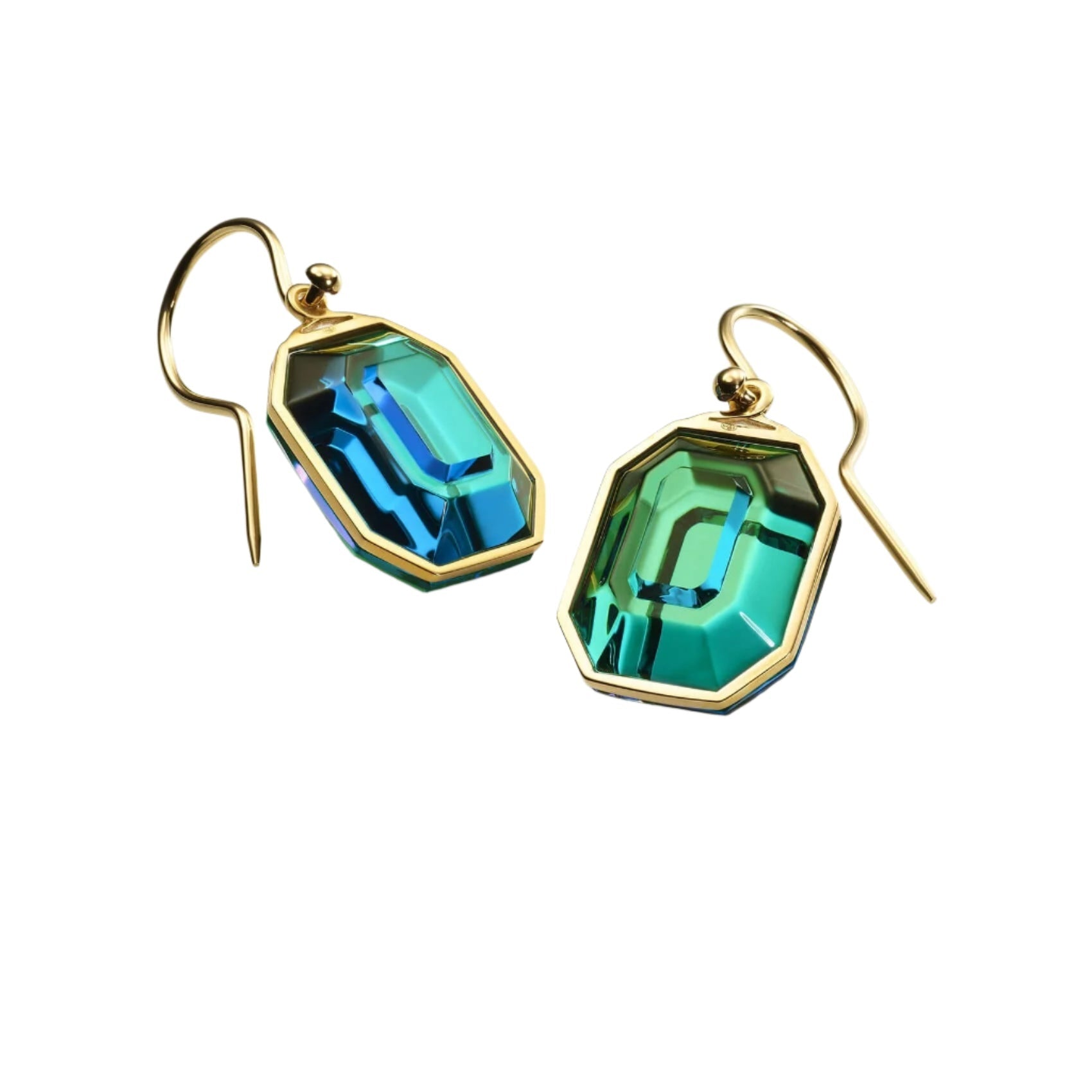 Baccarat Harcourt 18k Gold Vermeil Sterling Silver Greenish Blue Crystal