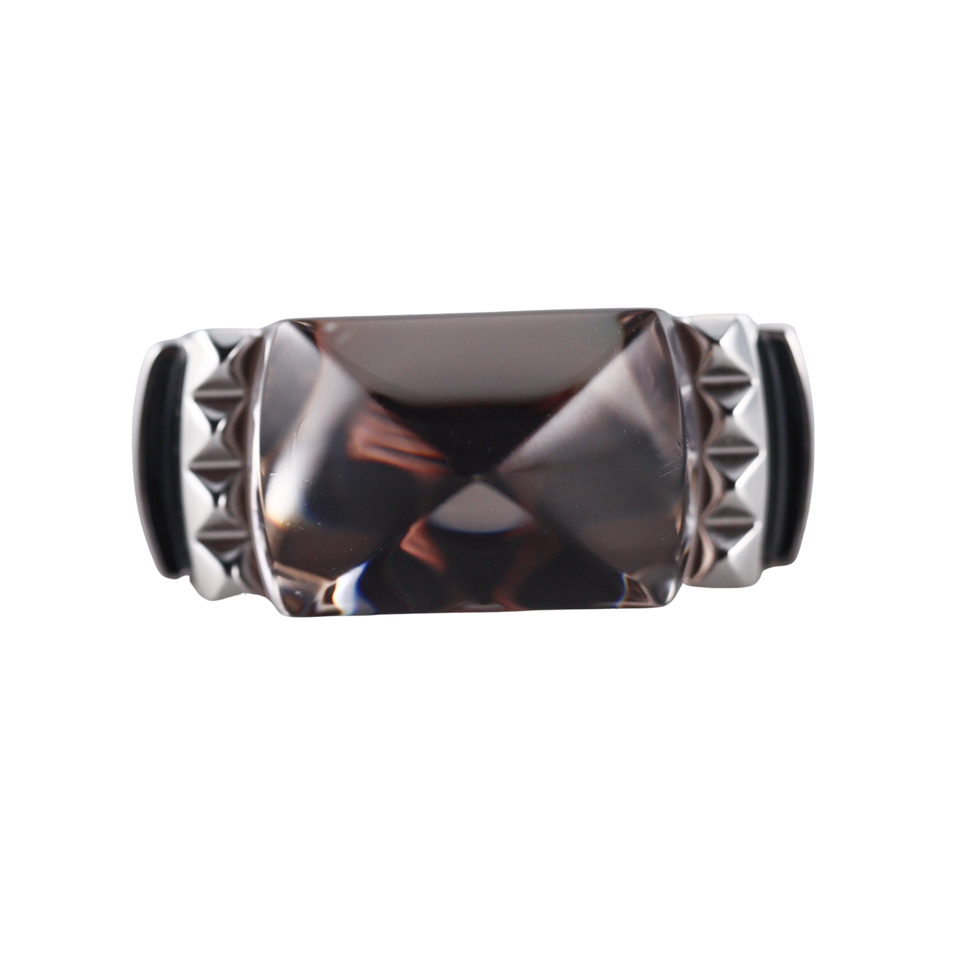 Baccarat Louxor Sterling Silver Gray Crystal Statement Ring 2808018