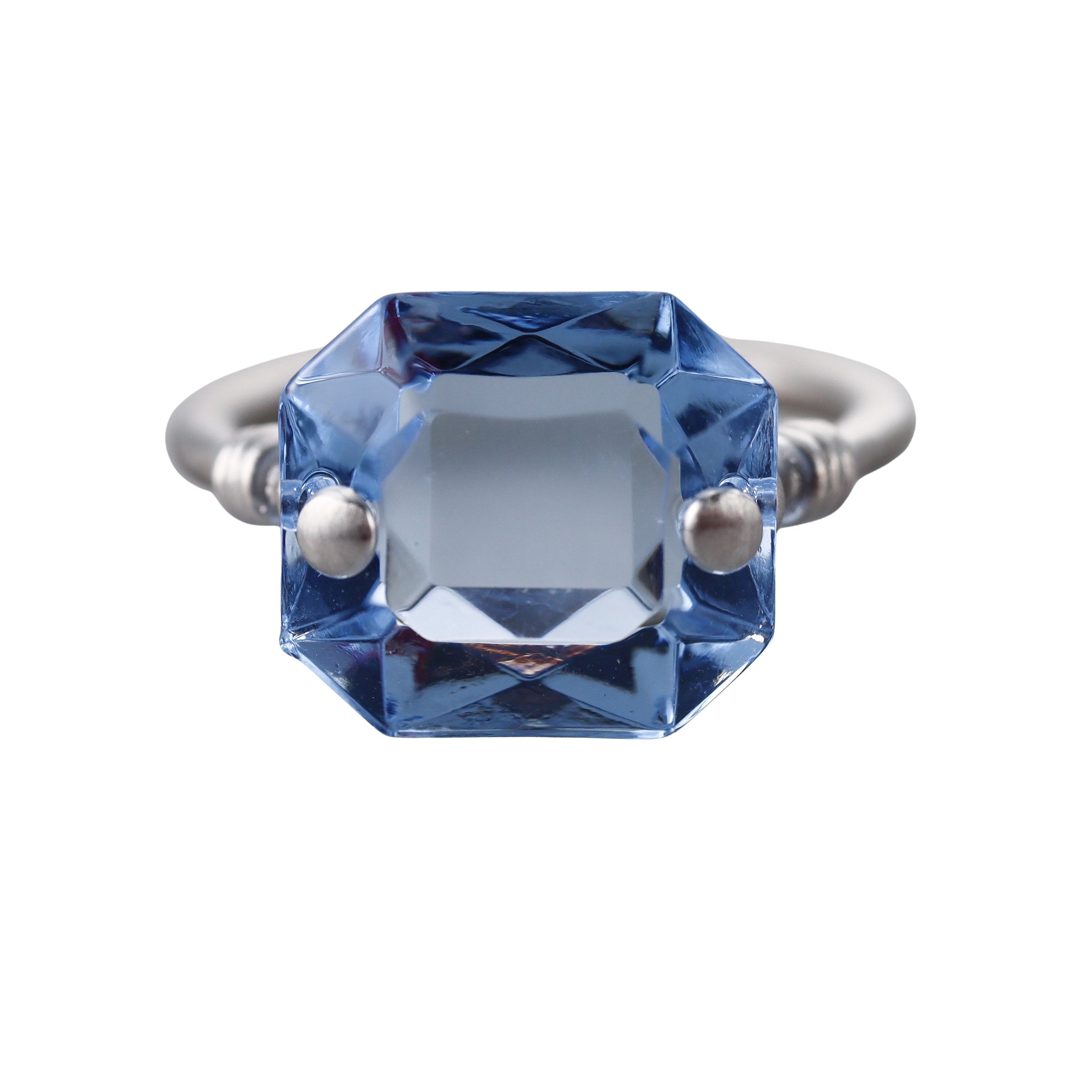 Baccarat Marie-Helene de Taillac Sterling Silver Blue Lead Crystal Ring 2810774