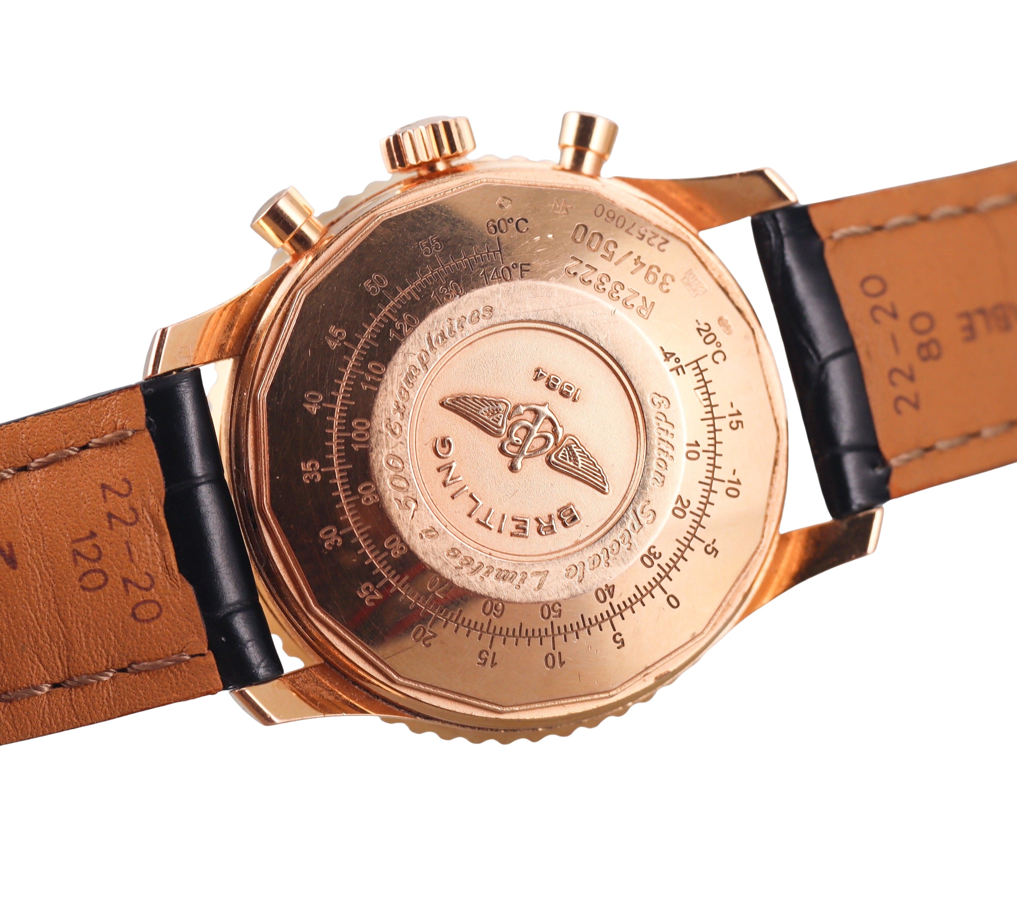 Breitling Navitimer 18k Rose Gold Chronograph Men's Watch R2332212/B838