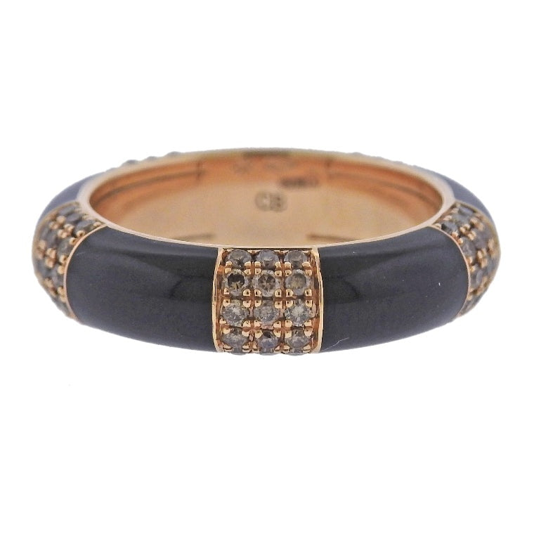 Bucherer Gold Fancy Brown Diamond Enamel Band Ring