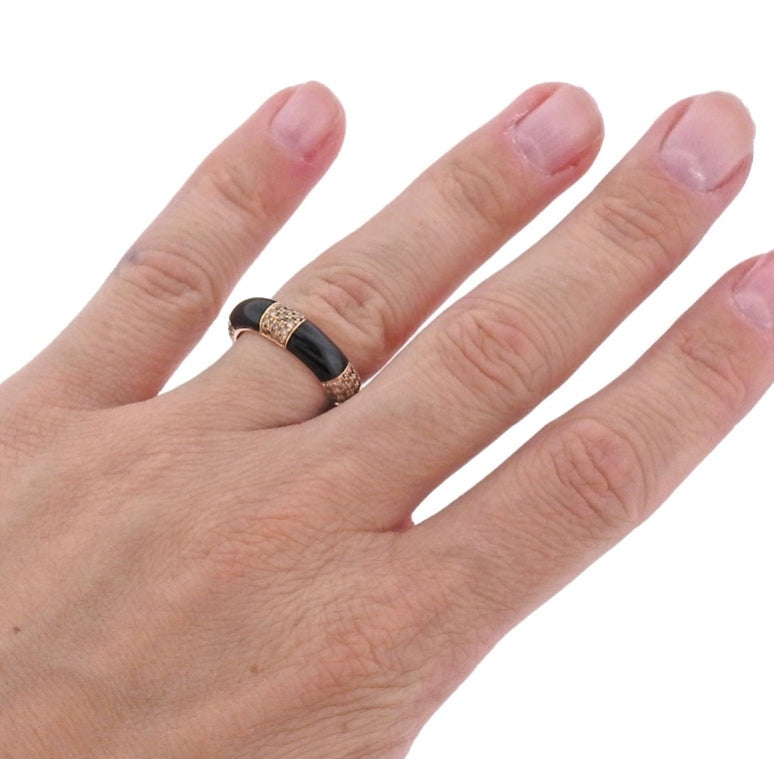 Bucherer Gold Fancy Brown Diamond Enamel Band Ring
