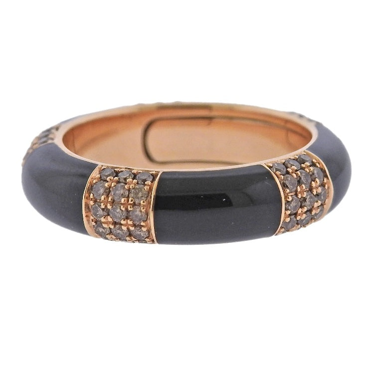 Bucherer Gold Fancy Brown Diamond Enamel Band Ring