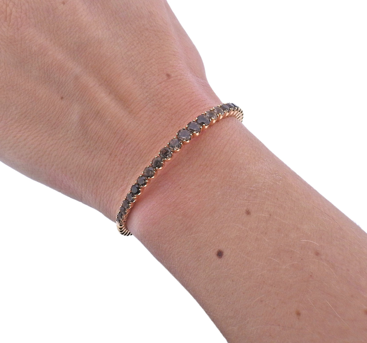Bucherer Gold Smoky Quartz Bangle Bracelet