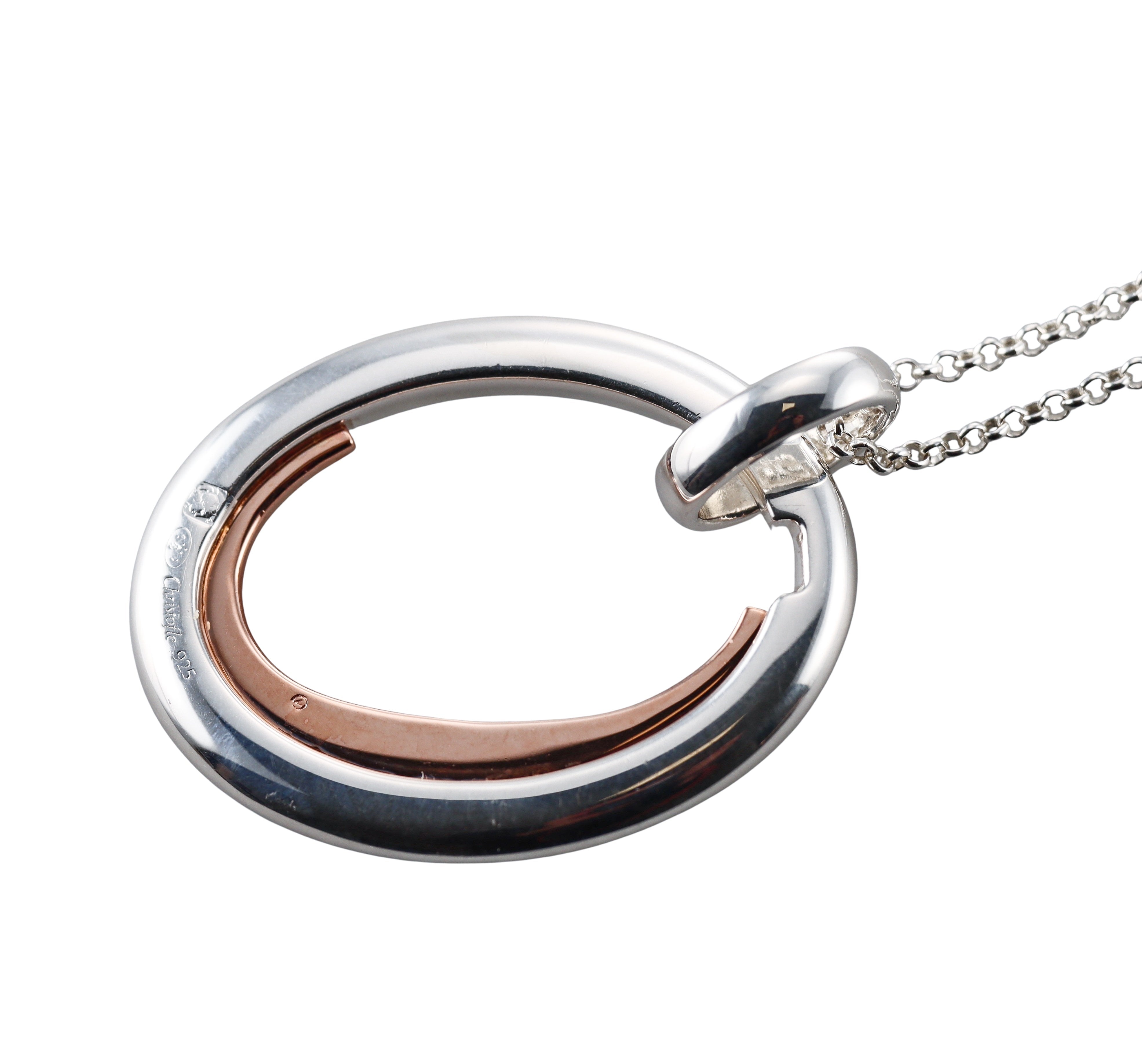 C de Christofle Sterling Silver & Rose Gold Pendant Necklace B0676140002