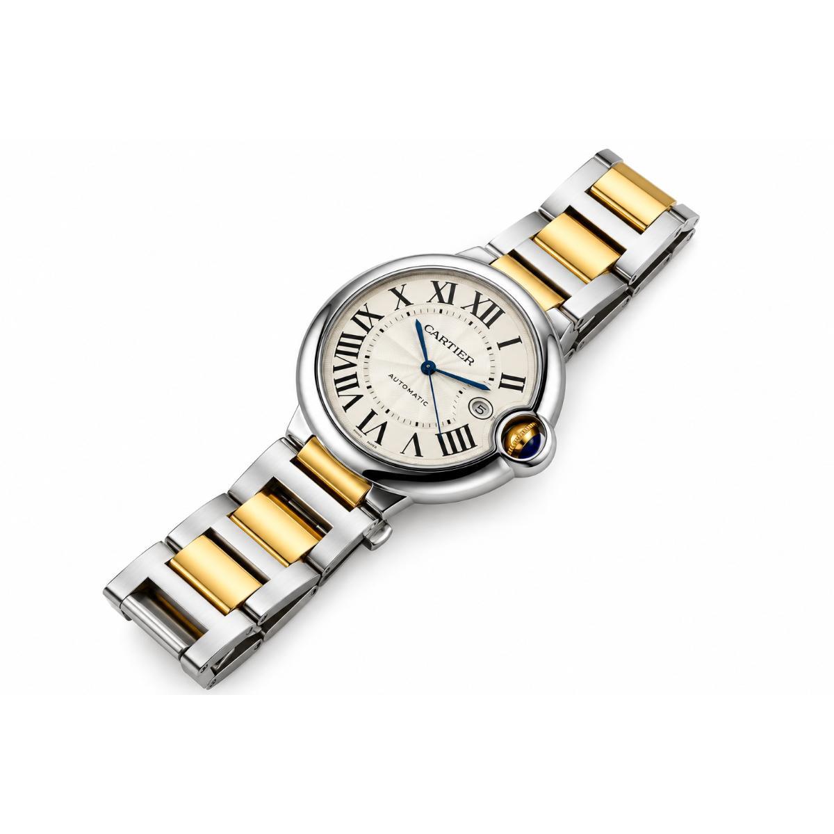 Cartier Ballon Bleu 42 Gold Steel Automatic Watch W69009Z3