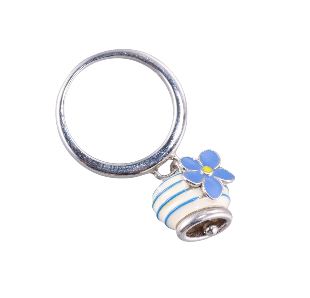 Chantecler Sterling Silver Enamel Flower Charm Ring