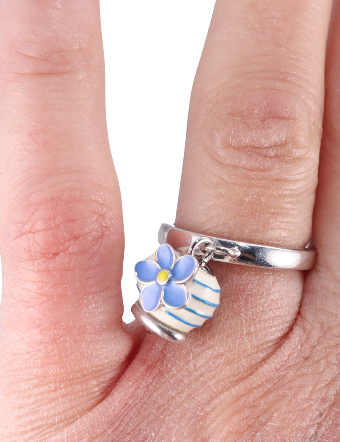 Chantecler Sterling Silver Enamel Flower Charm Ring