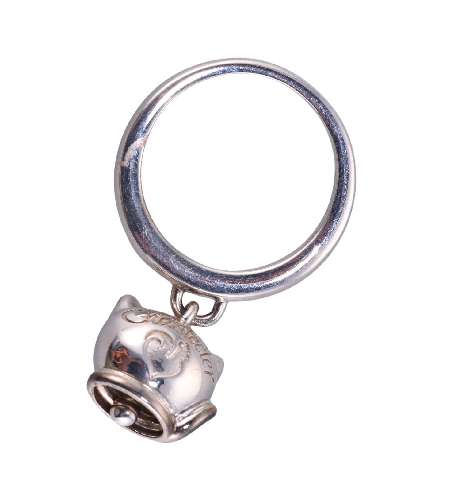 Chantecler Sterling Silver Enamel Cat Charm Ring