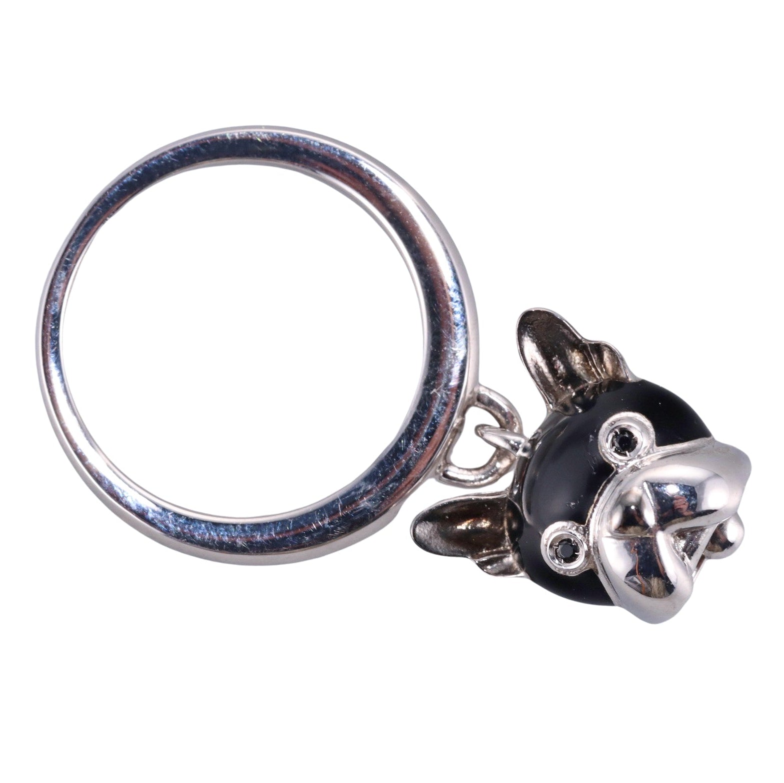 Chantecler Sterling Silver Enamel French Bulldog Dog Charm Ring
