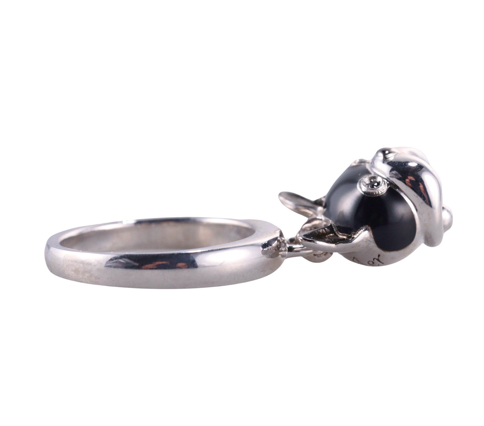 Chantecler Sterling Silver Enamel French Bulldog Dog Charm Ring