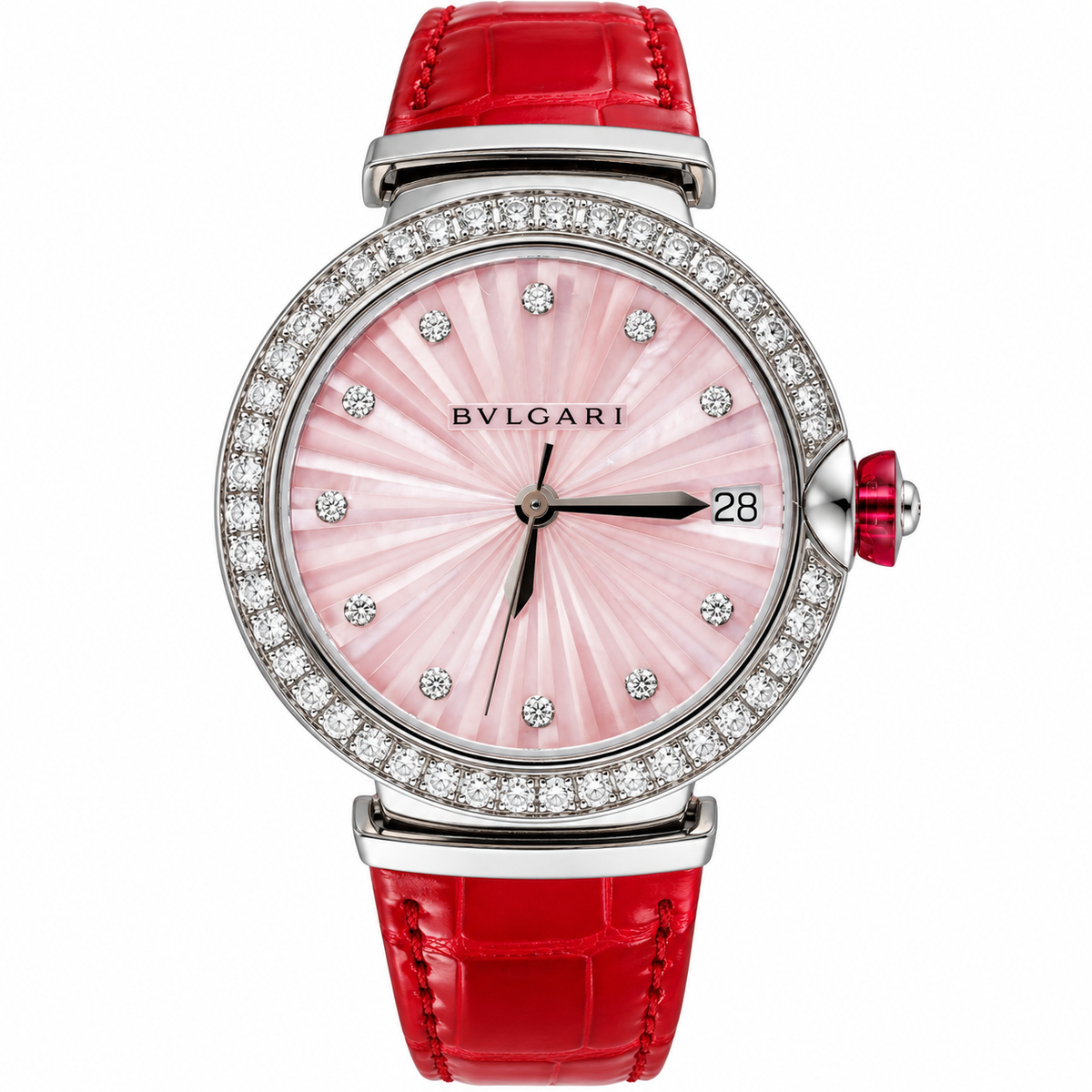Bulgari Lucea Diamond Mother of Pearl Steel Ladies Watch LU33S