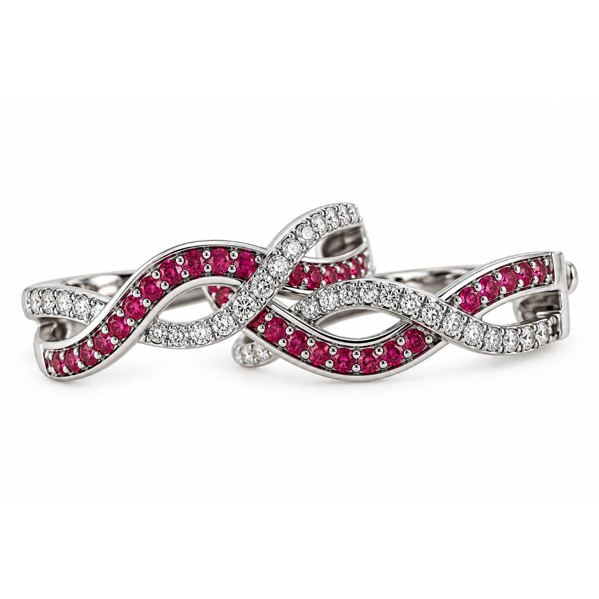Kallati Gold Diamond Pink Sapphire Earrings