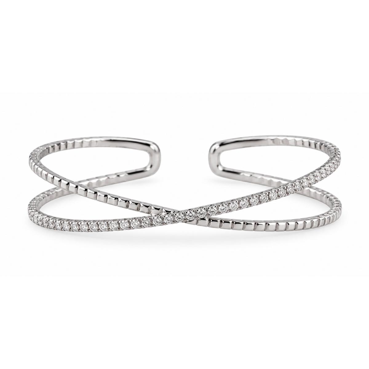 Memoire CrissCross Flex 18k Gold Diamond Cuff Bracelet